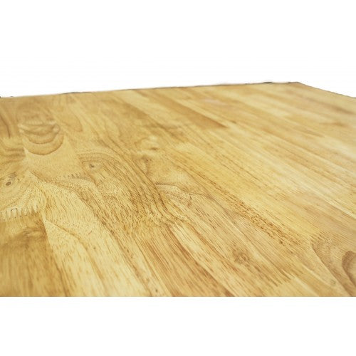 Low square wooden table top with light wood grain finish