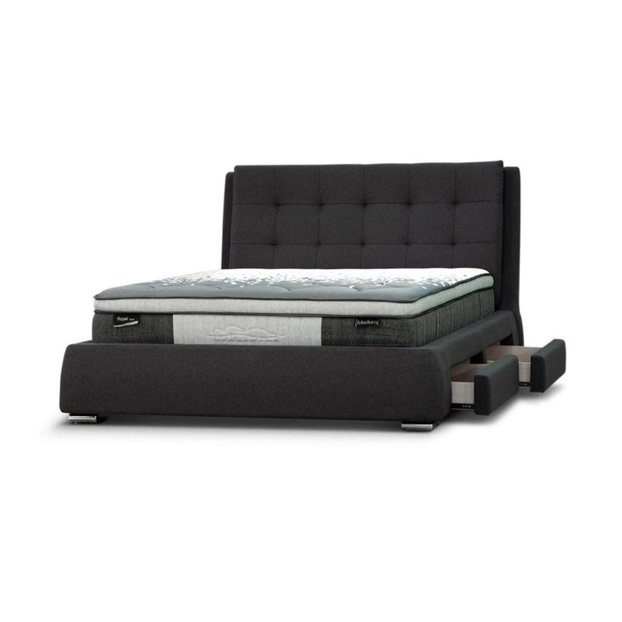 Lara Fabric Upholstered Bed Frame With 4 Storage Drawers