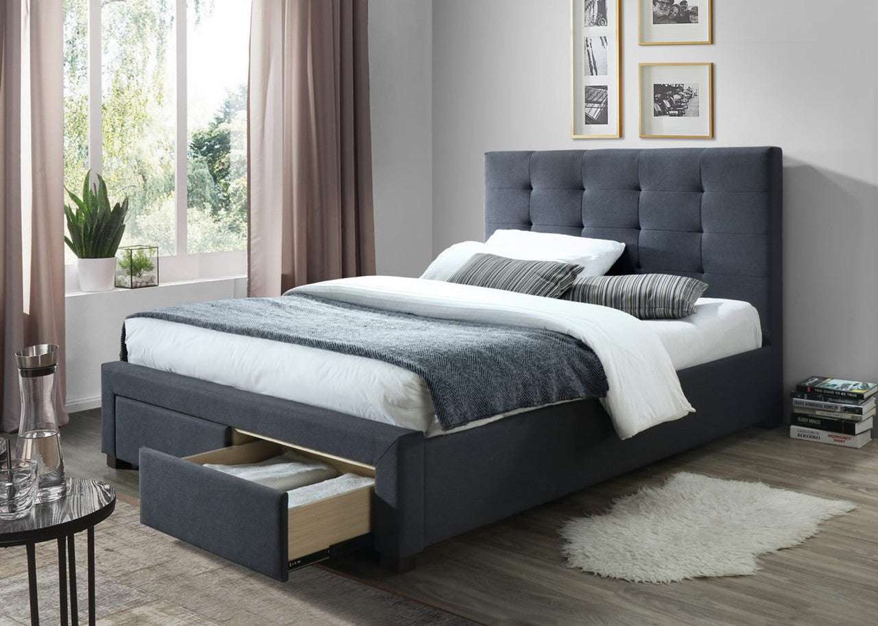 Rhodes Fabric Upholstered Bed Frame With Storage Drawers