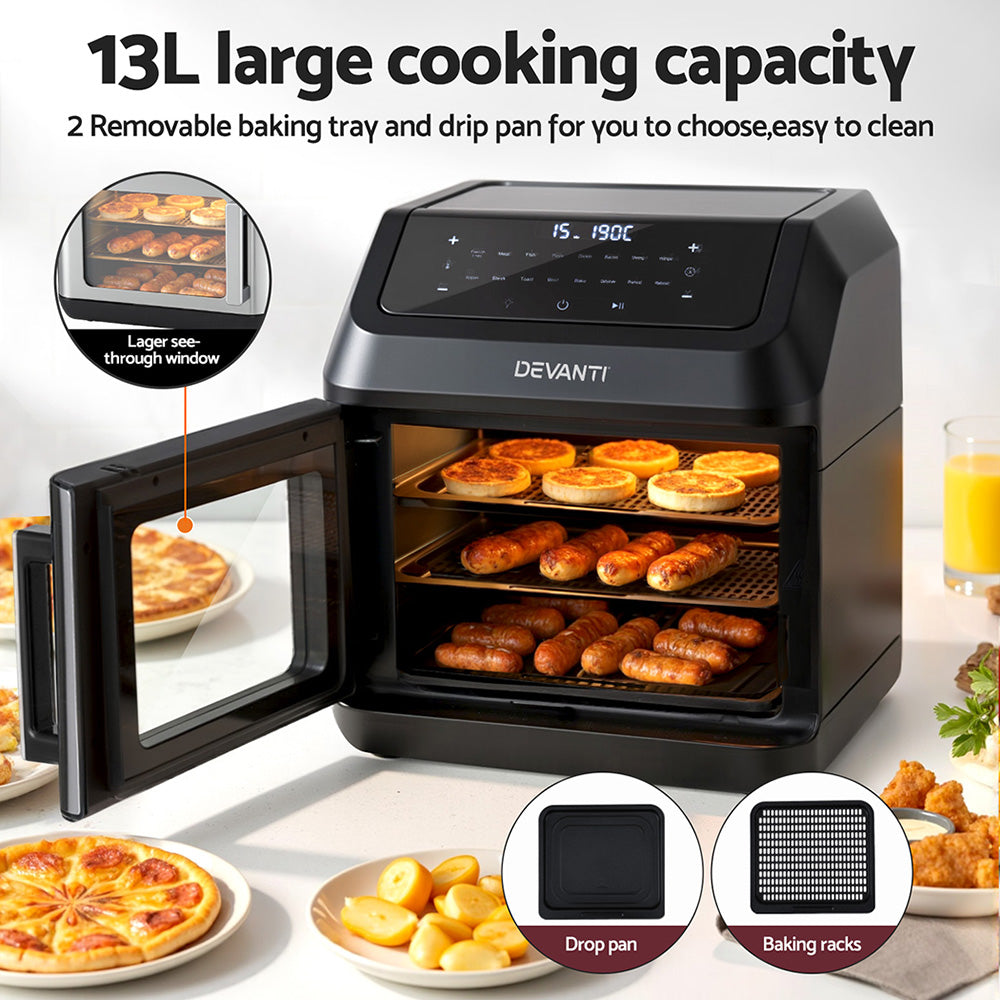 Devanti Air Fryer 13L LCD Fryers Oven