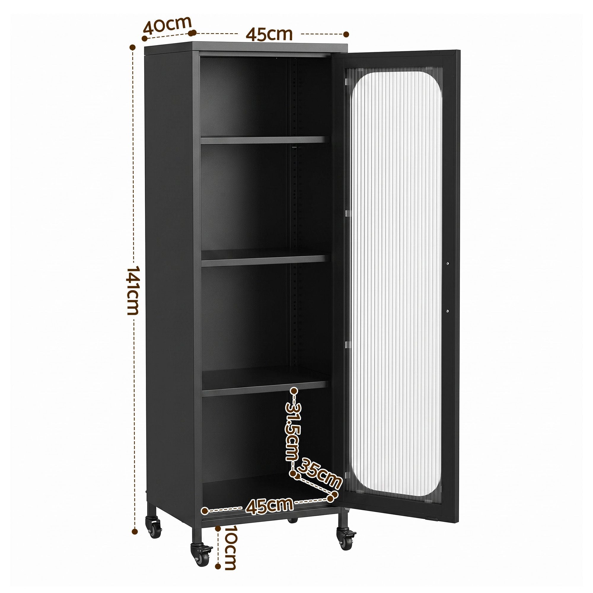 Artiss Buffet Cabinet Sideboard X2 Slim Kitchen Storage Trolley Wheels Black Bedworld