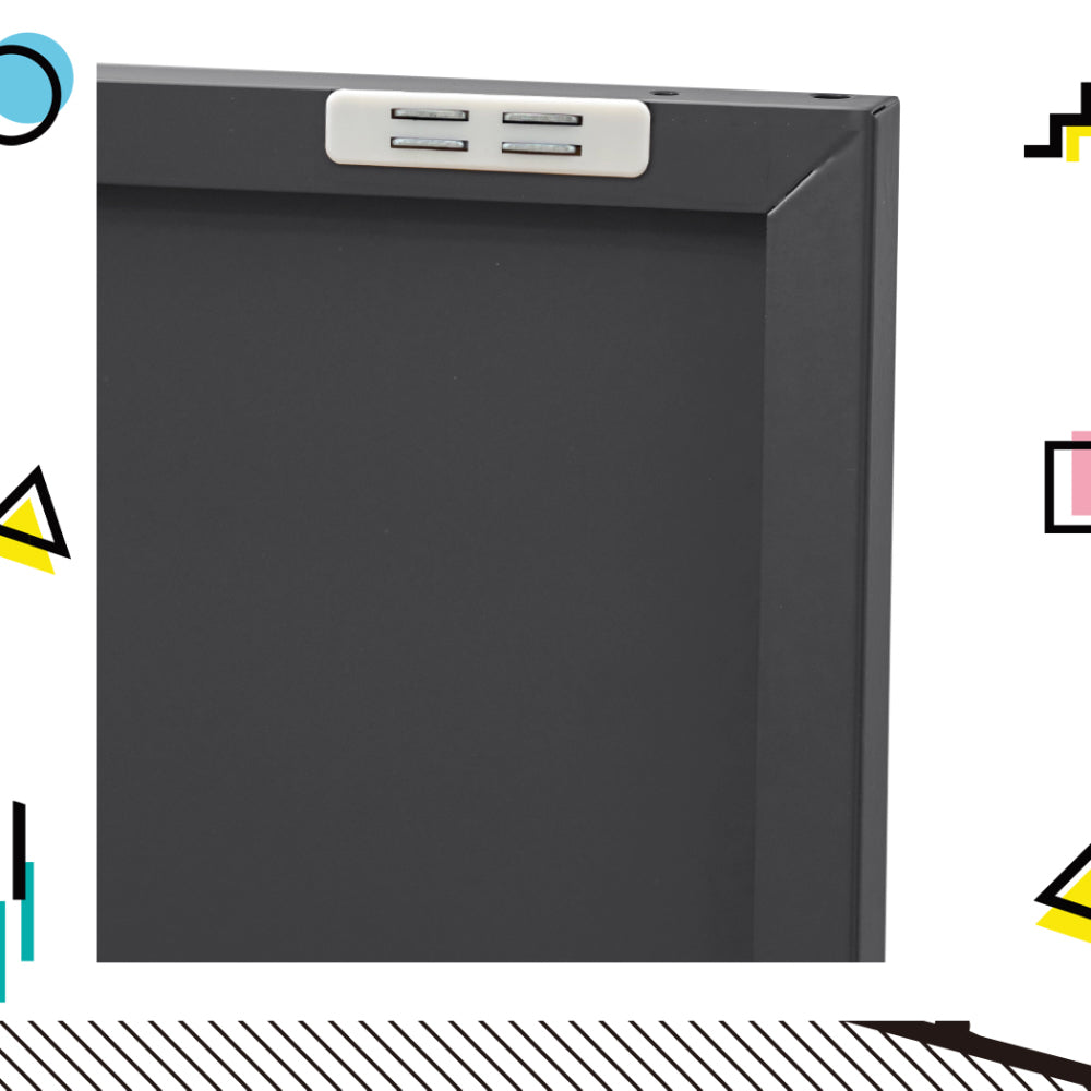 Charcoal metal sideboard cabinet corner with top edge and recessed handle panel