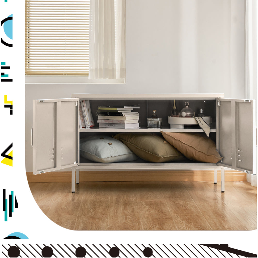 Artiss Buffet Sideboard Metal Cabinet - BASE White Bedworld