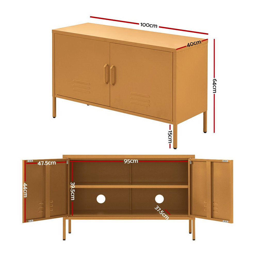 Artiss Buffet Sideboard Metal Cabinet - BASE Yellow Bedworld