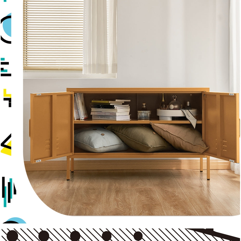 Artiss Buffet Sideboard Metal Cabinet - BASE Yellow Bedworld
