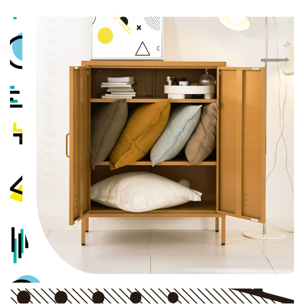 Artiss Buffet Sideboard Metal Cabinet - SWEETHEART Yellow Bedworld