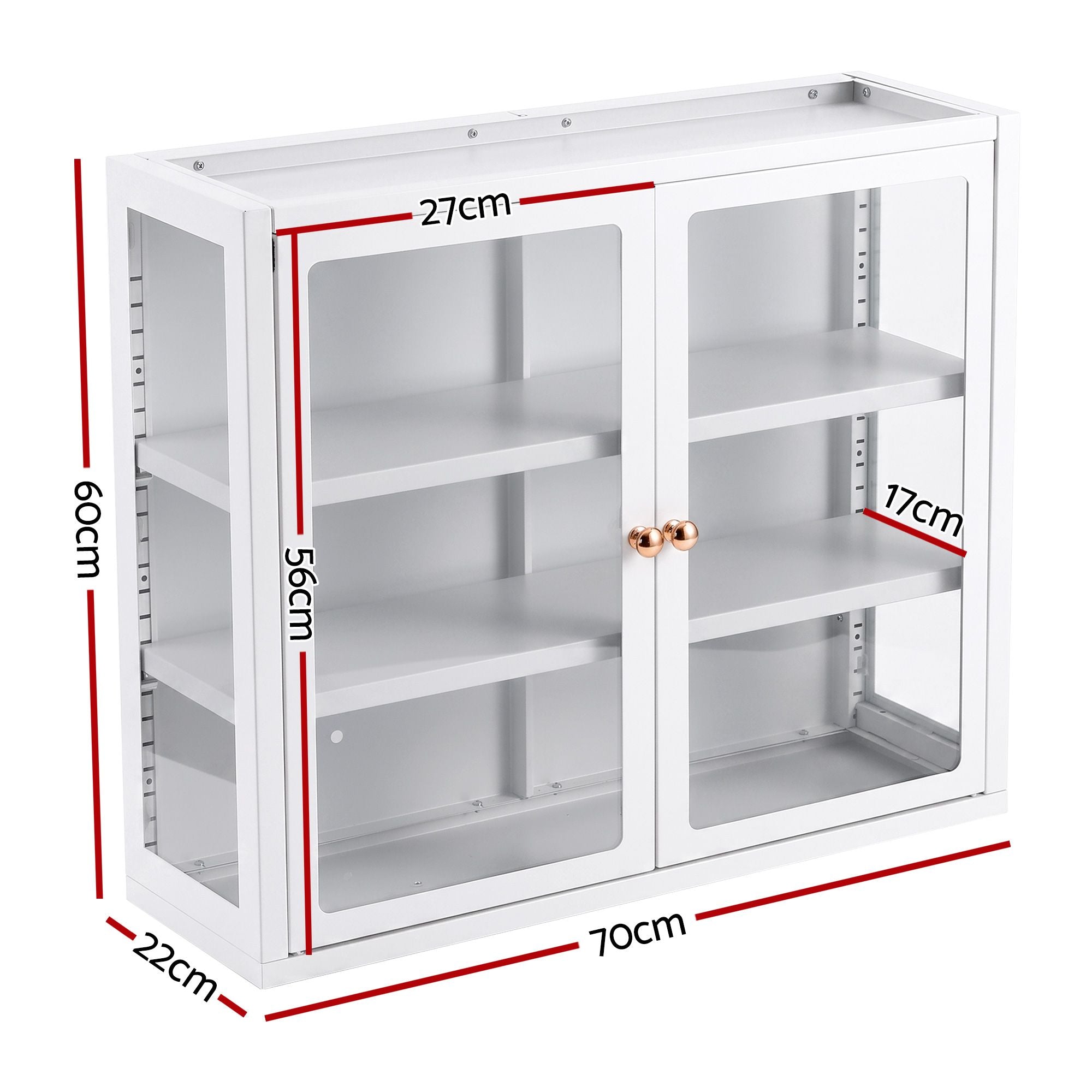 Artiss Buffet Cabinet Sideboard Wall Mounted Clear Display Storage 60cm White Bedworld