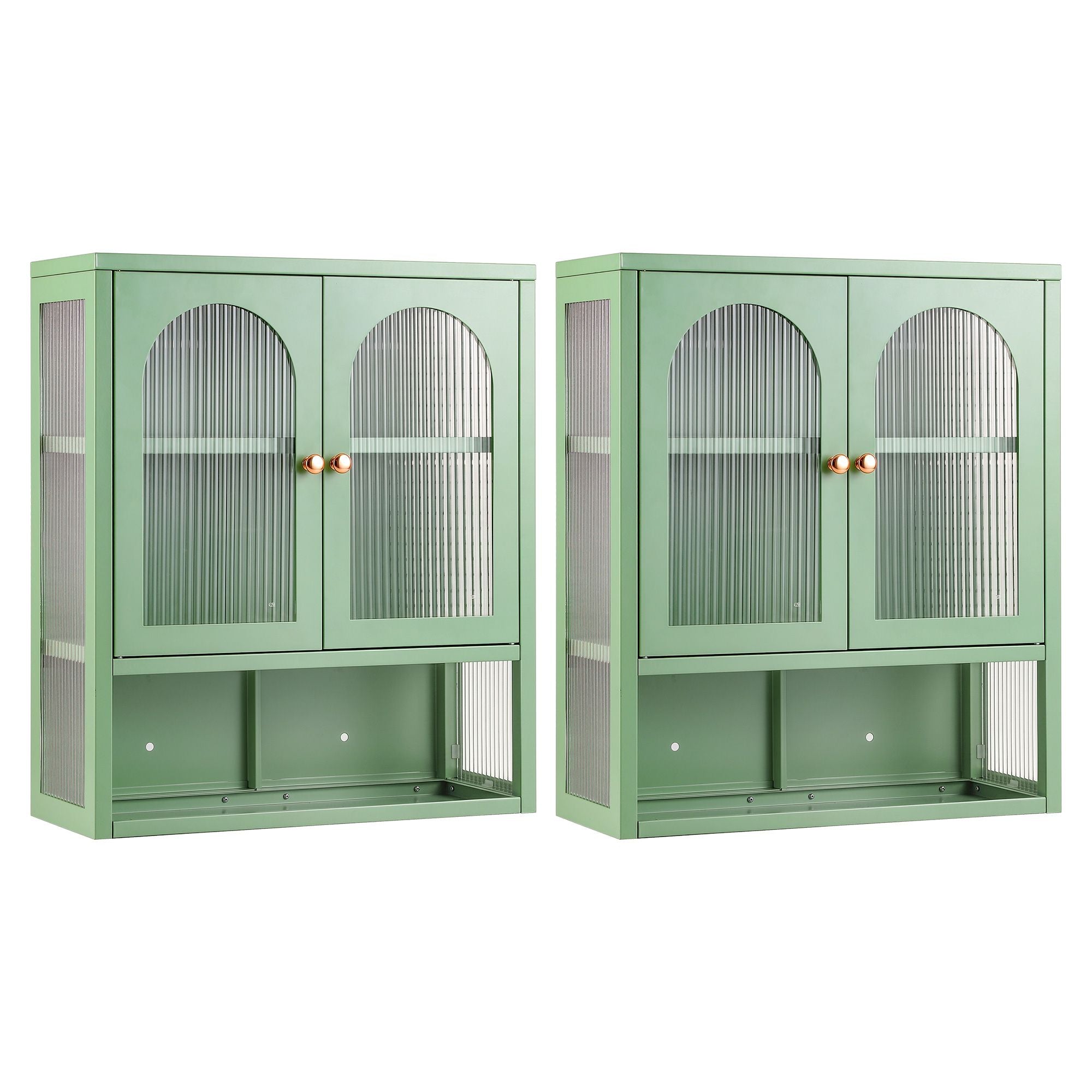 Artiss Buffet Cabinet Sideboards X2 Wall Mounted Fluted Display Storage Green Bedworld
