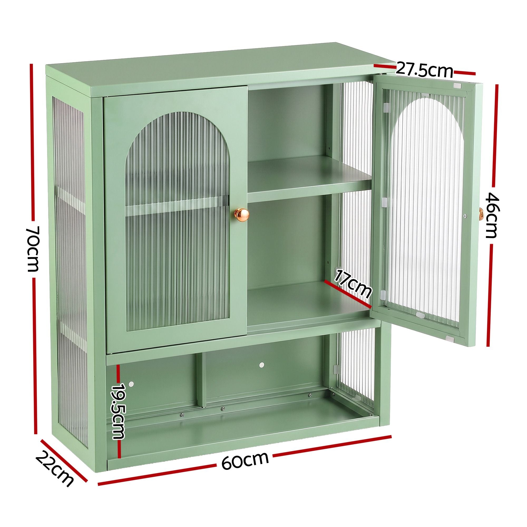 Artiss Buffet Cabinet Sideboards X2 Wall Mounted Fluted Display Storage Green Bedworld