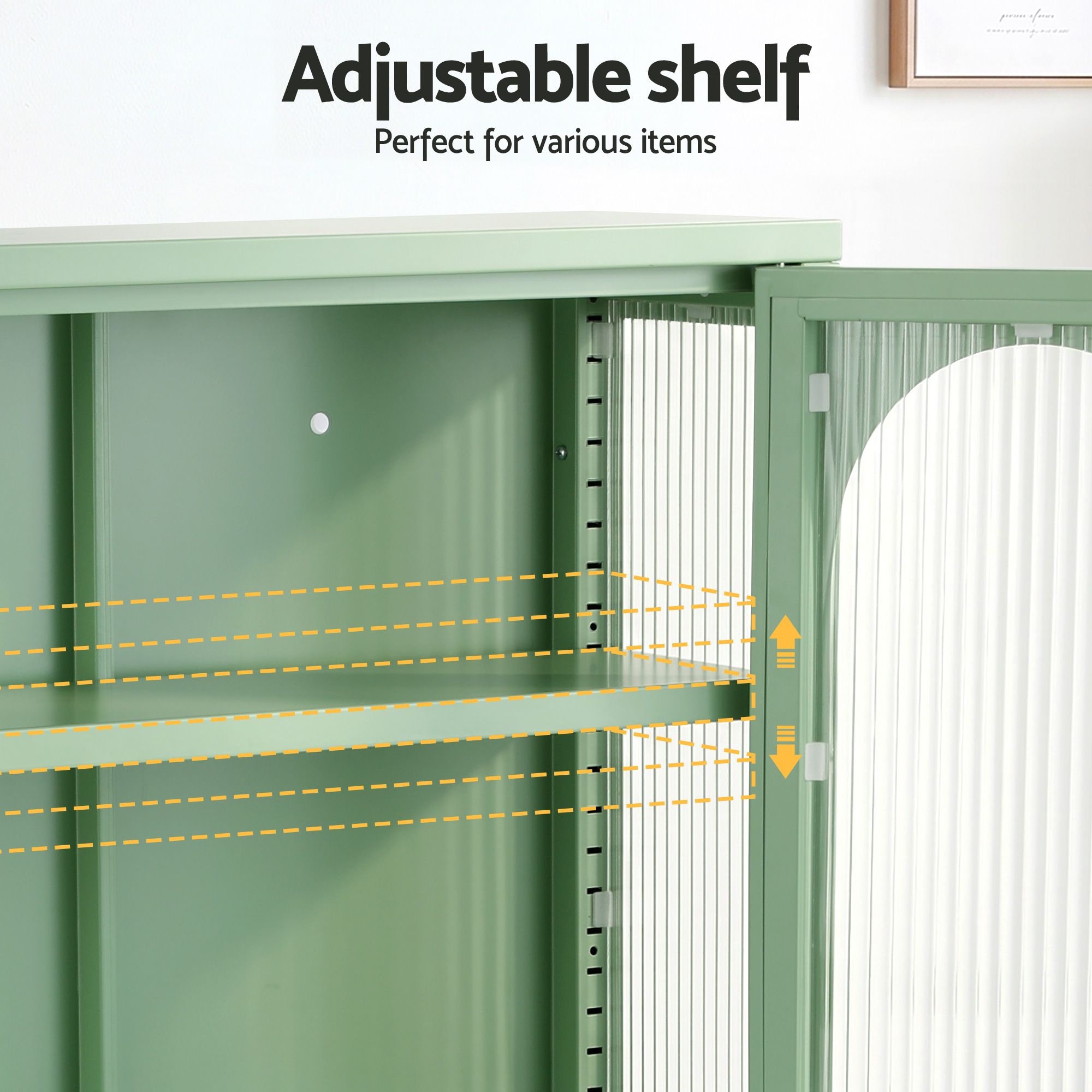 Artiss Buffet Cabinet Sideboards X2 Wall Mounted Fluted Display Storage Green Bedworld
