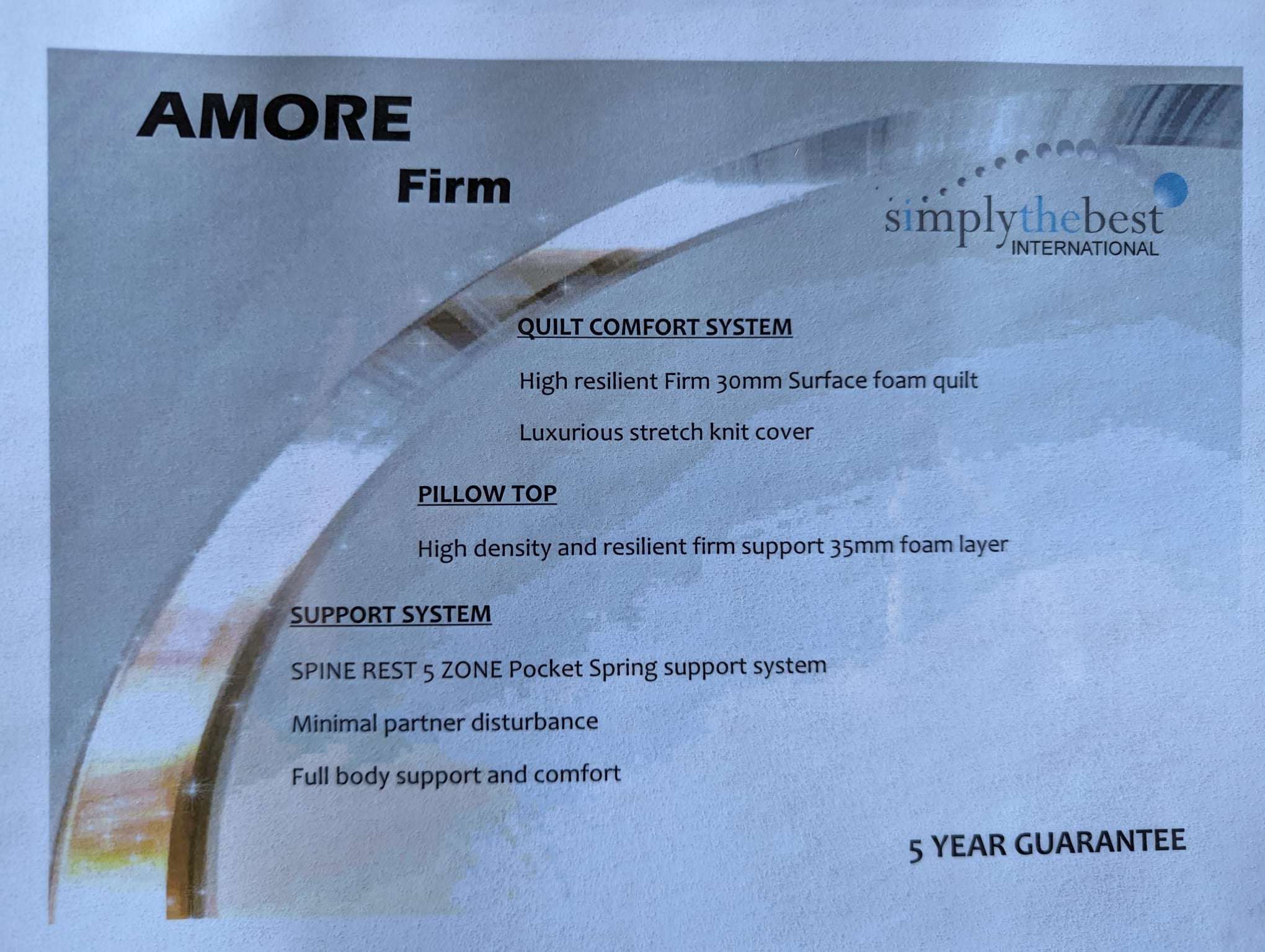 Amore Firm Mattress by SIMPLY THE BEST - features