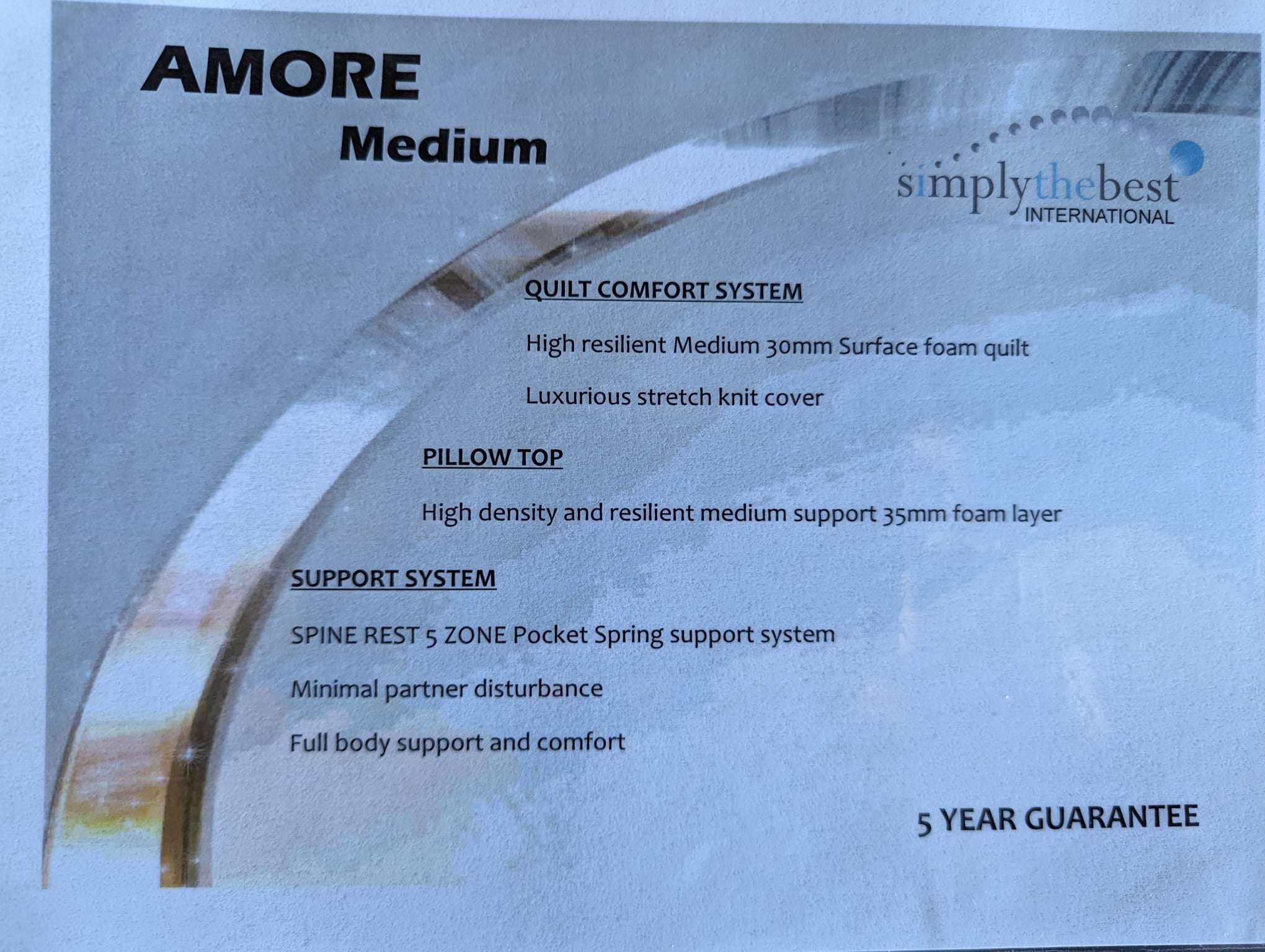 Amore - Medium Mattress by SIMPLY THE BEST - details
