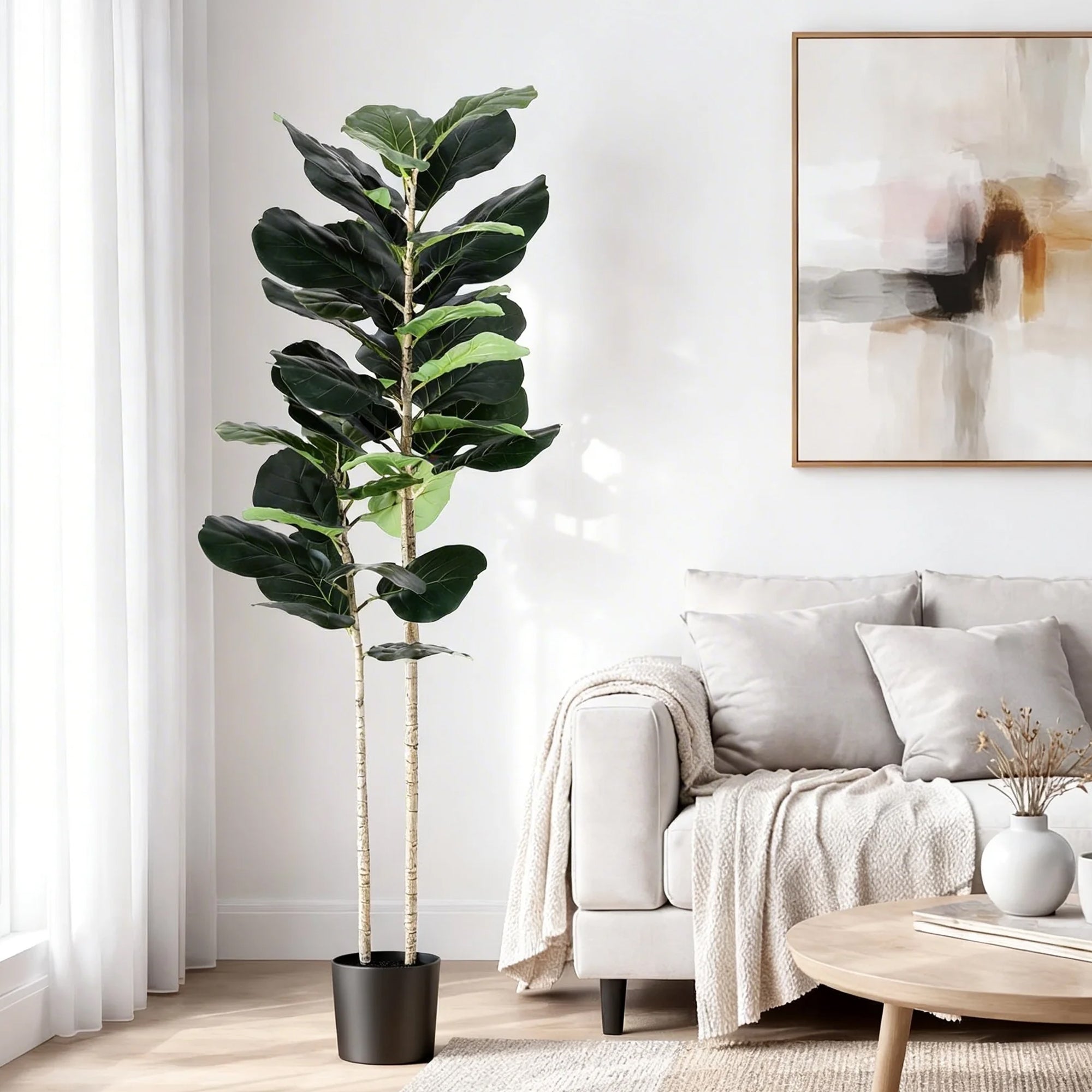 Artiss 150cm Artificial Fiddle Tree Faux Trees Indoor Decor Artificial Plants Lifelike Plant 1.5M Bedworld