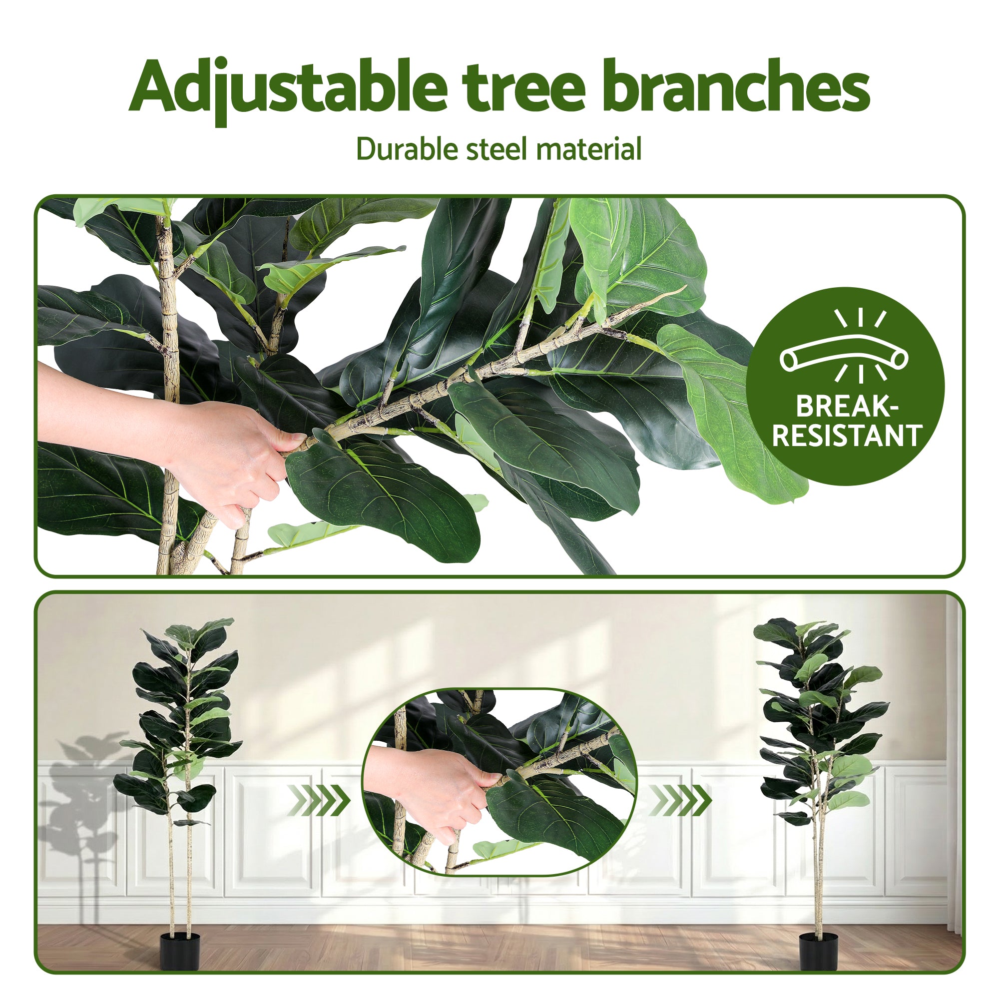 Artiss 150cm Artificial Fiddle Tree Faux Trees Indoor Decor Artificial Plants Lifelike Plant 1.5M Bedworld
