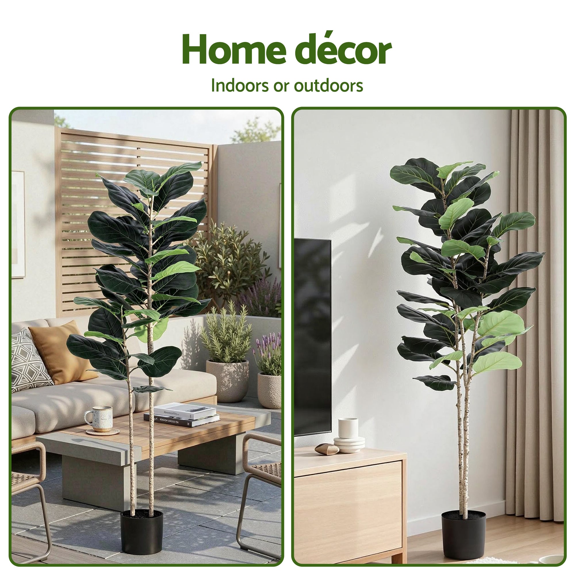 Artiss 150cm Artificial Fiddle Tree Faux Trees Indoor Decor Artificial Plants Lifelike Plant 1.5M Bedworld