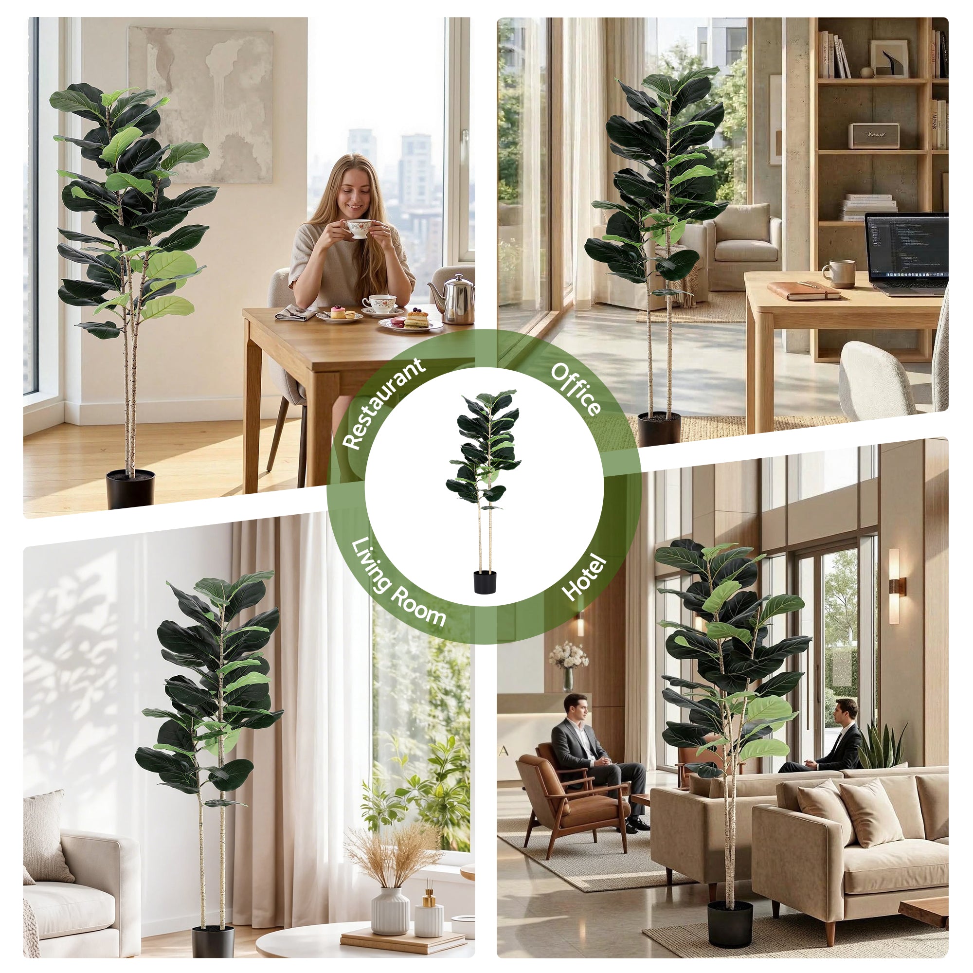 Artiss 150cm Artificial Fiddle Tree Faux Trees Indoor Decor Artificial Plants Lifelike Plant 1.5M Bedworld