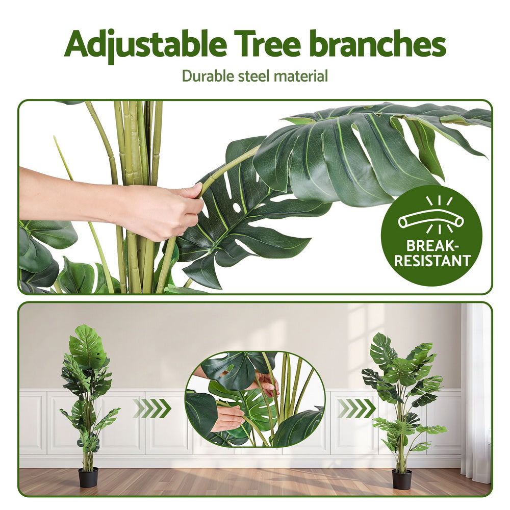 Artiss 140cm Artificial Monstera Tree Faux Trees Indoor Decor Artificial Plants Lifelike Plant 1.4M Bedworld