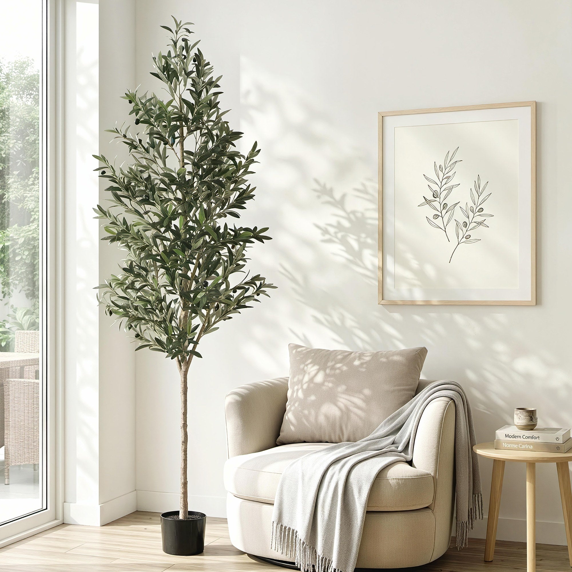 Artiss 210cm Artificial Olive Tree Faux Trees Indoor Decor Artificial Plants Lifelike Plant 2.1M Bedworld