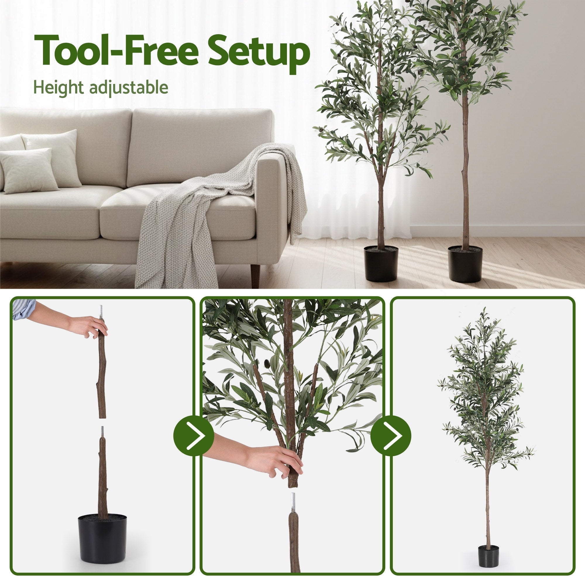Artiss 210cm Artificial Olive Tree Faux Trees Indoor Decor Artificial Plants Lifelike Plant 2.1M Bedworld