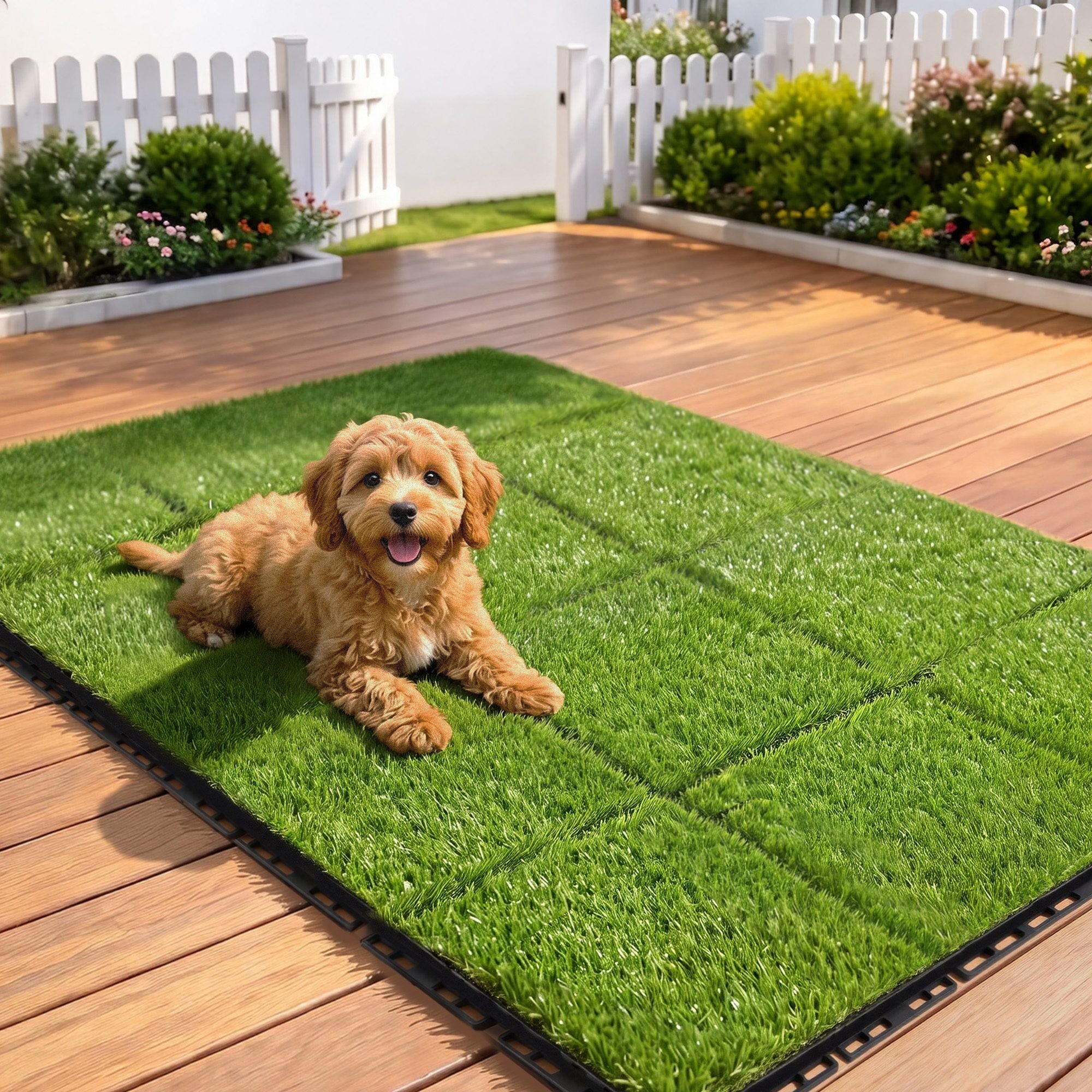 Prime Turf Artificial Grass Turf Tiles Interlocking Fake Grass Mat for Balcony Pet 12 Pack Bedworld
