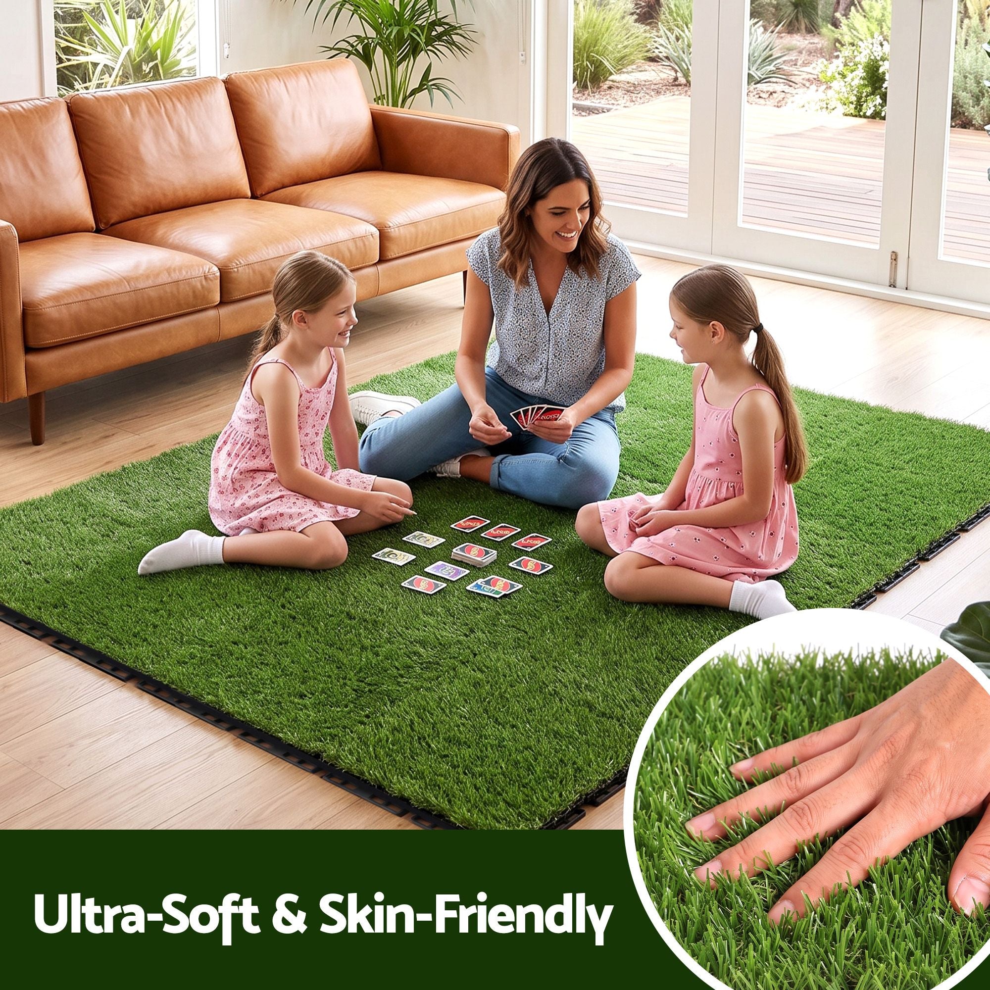 Prime Turf Artificial Grass Turf Tiles Interlocking Fake Grass Mat for Balcony Pet 12 Pack Bedworld