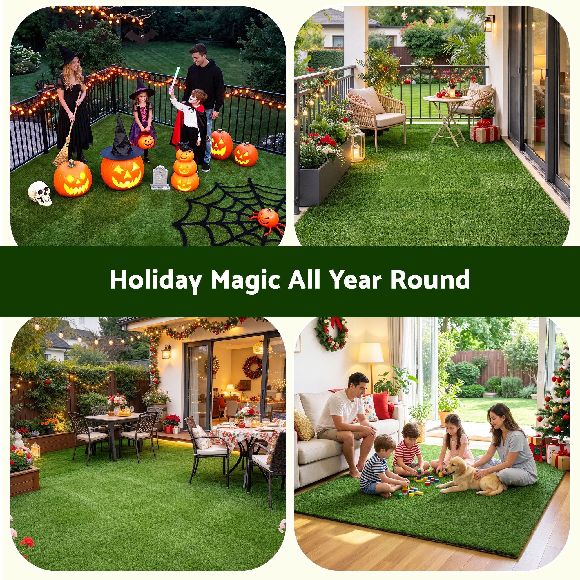 Prime Turf Artificial Grass Turf Tiles Interlocking Fake Grass Mat for Balcony Pet 12 Pack Bedworld