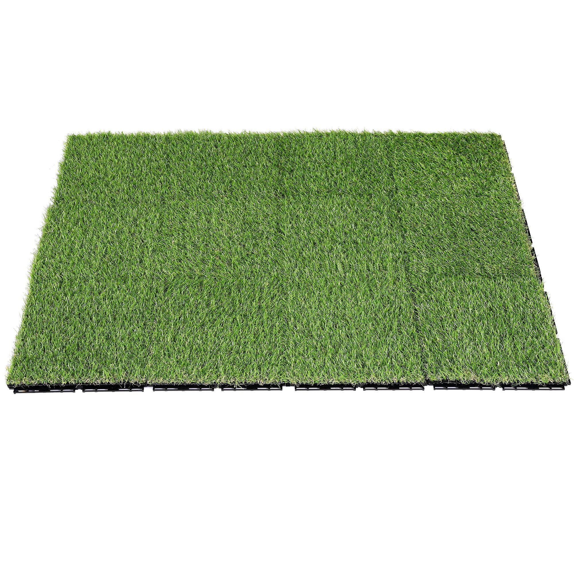 Prime Turf Artificial Grass Turf Tiles Interlocking Fake Grass Mat for Balcony Pet 12 Pack Bedworld