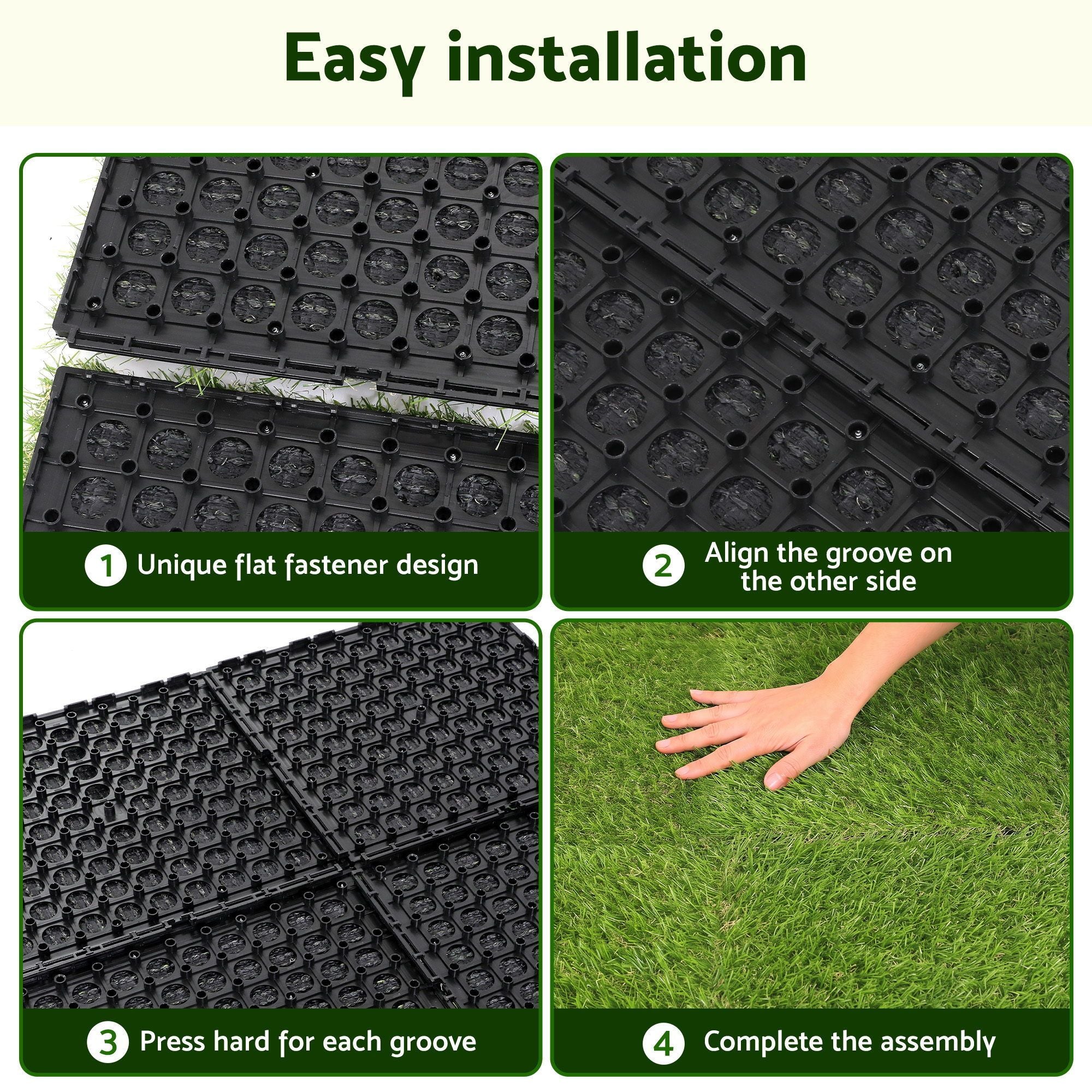 Prime Turf Artificial Grass Turf Tiles Interlocking Fake Grass Mat for Balcony Pet 24 Pack Bedworld