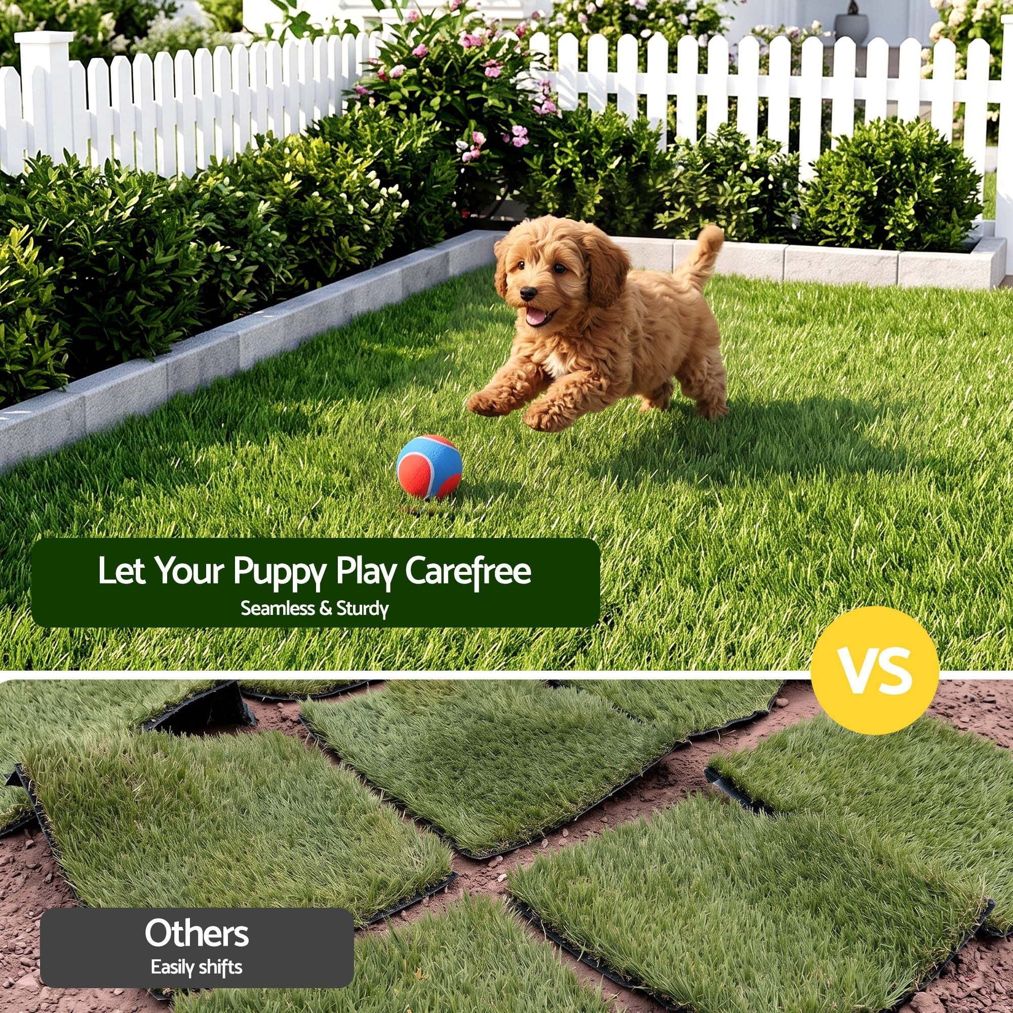 Prime Turf Artificial Grass Turf Tiles Interlocking Fake Grass Mat for Balcony Pet 24 Pack Bedworld