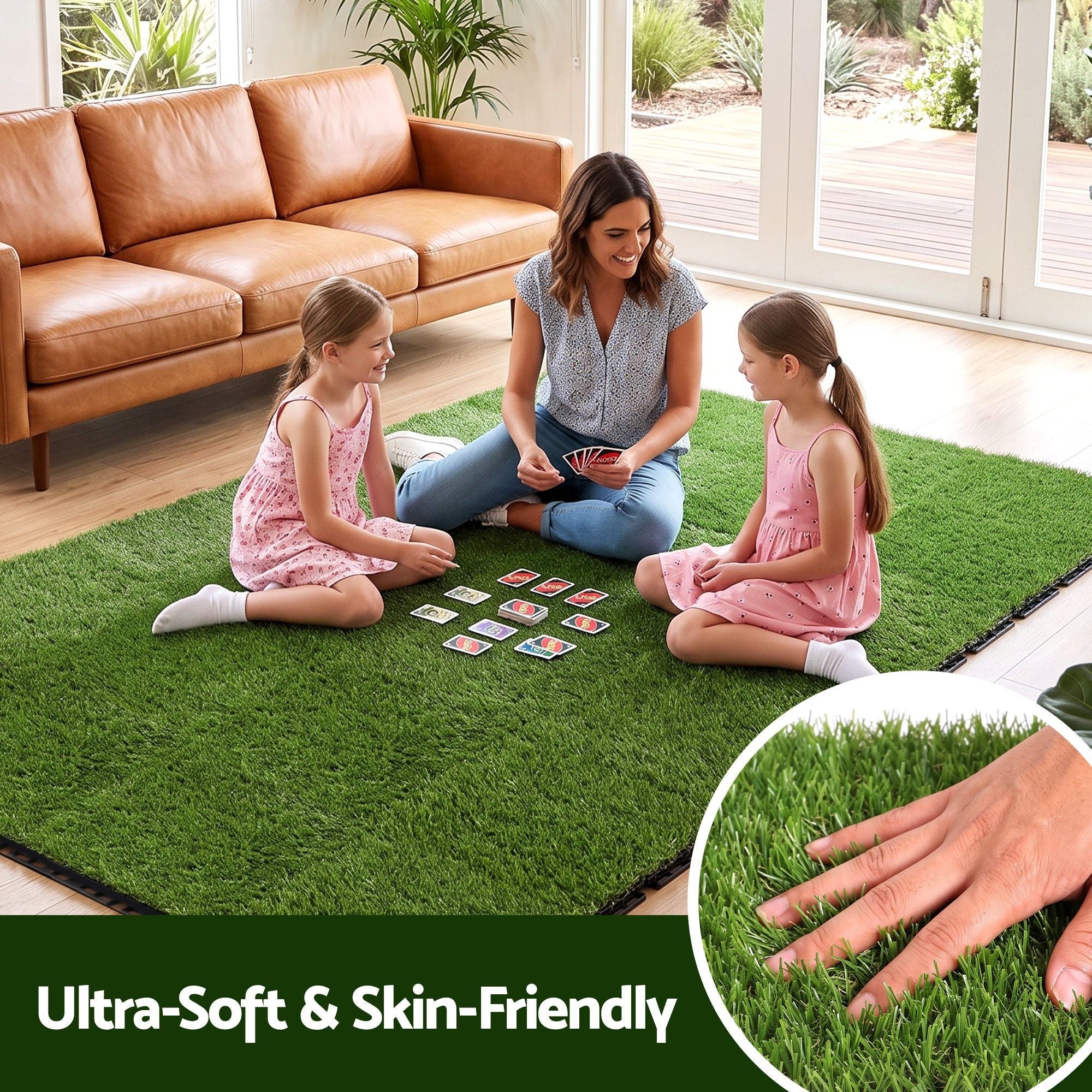 Prime Turf Artificial Grass Turf Tiles Interlocking Fake Grass Mat for Balcony Pet 24 Pack Bedworld