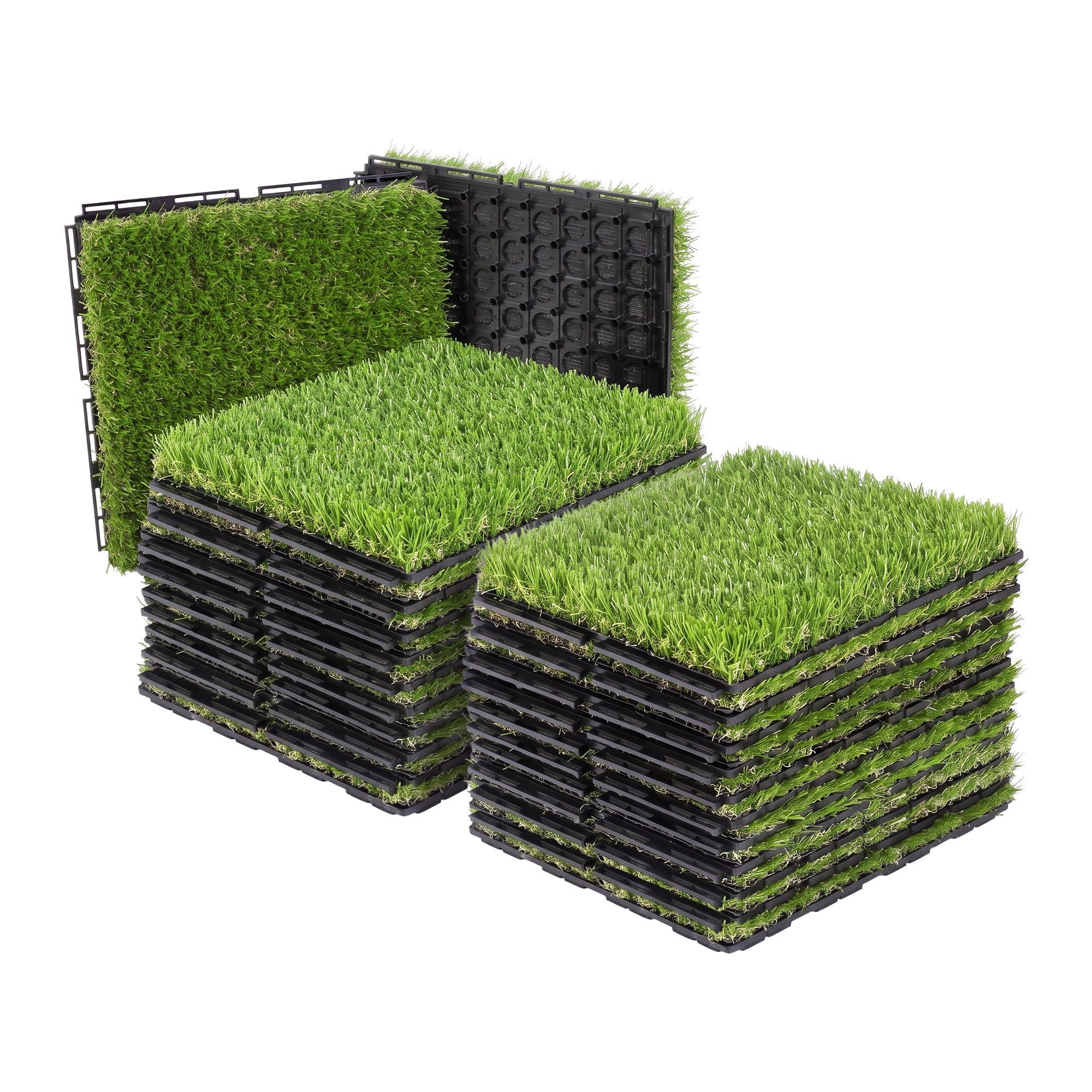 Prime Turf Artificial Grass Turf Tiles Interlocking Fake Grass Mat for Balcony Pet 24 Pack Bedworld