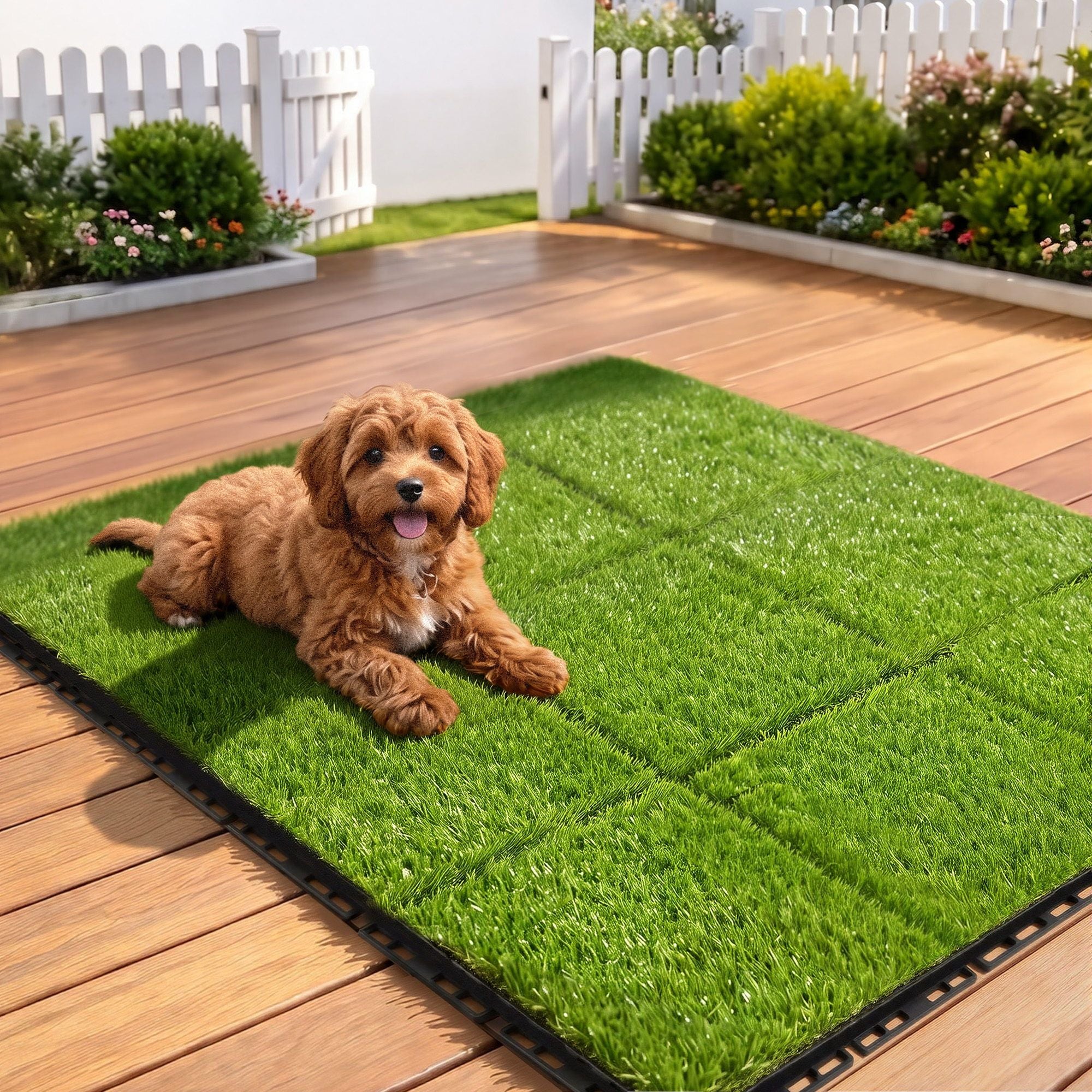 Prime Turf Artificial Grass Turf Tiles Interlocking Fake Grass Mat for Balcony Pet 9 Pack Bedworld