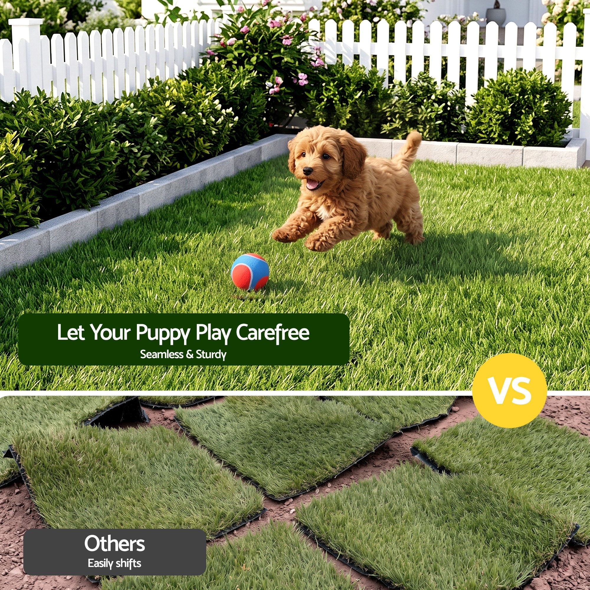 Prime Turf Artificial Grass Turf Tiles Interlocking Fake Grass Mat for Balcony Pet 9 Pack Bedworld