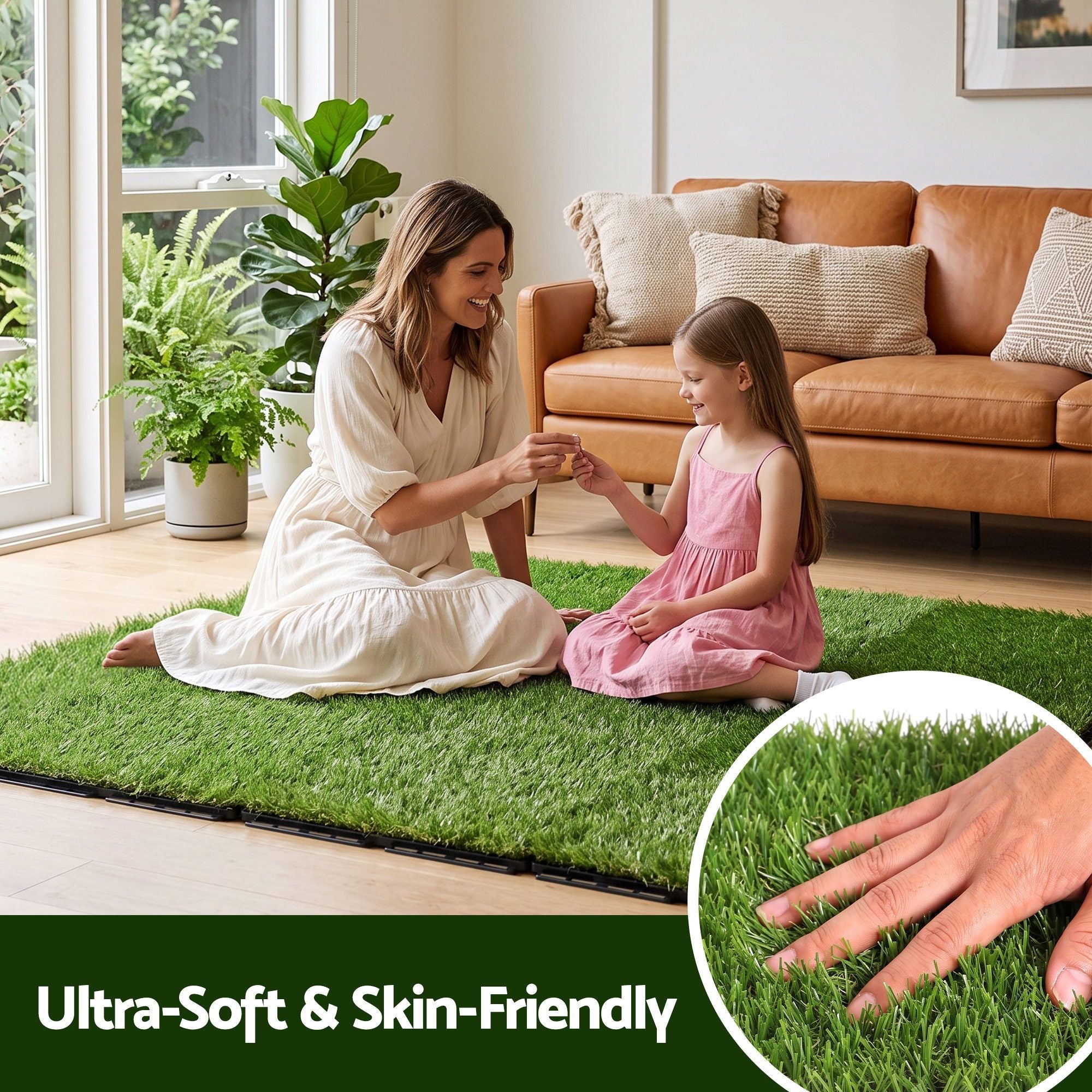 Prime Turf Artificial Grass Turf Tiles Interlocking Fake Grass Mat for Balcony Pet 9 Pack Bedworld