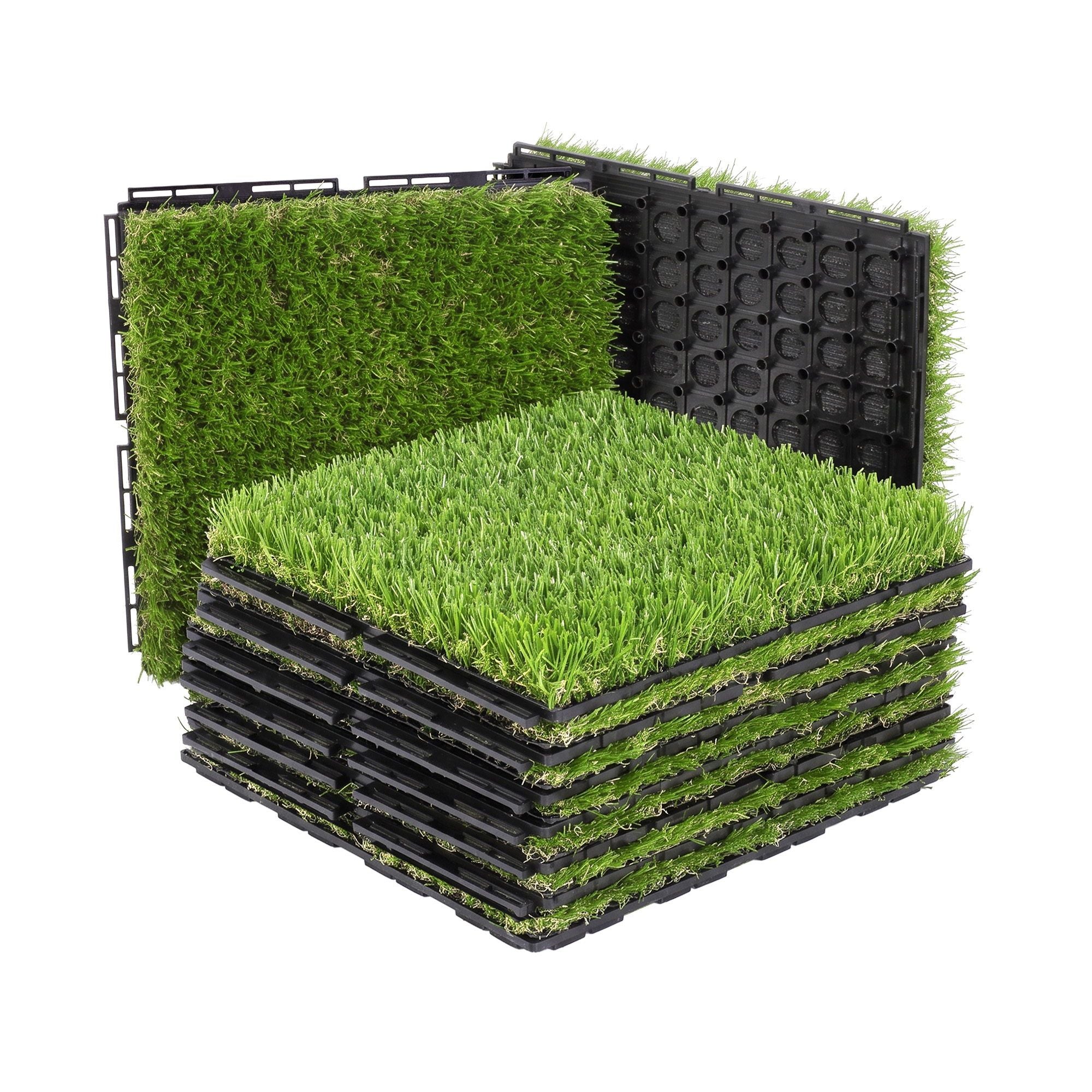 Prime Turf Artificial Grass Turf Tiles Interlocking Fake Grass Mat for Balcony Pet 9 Pack Bedworld