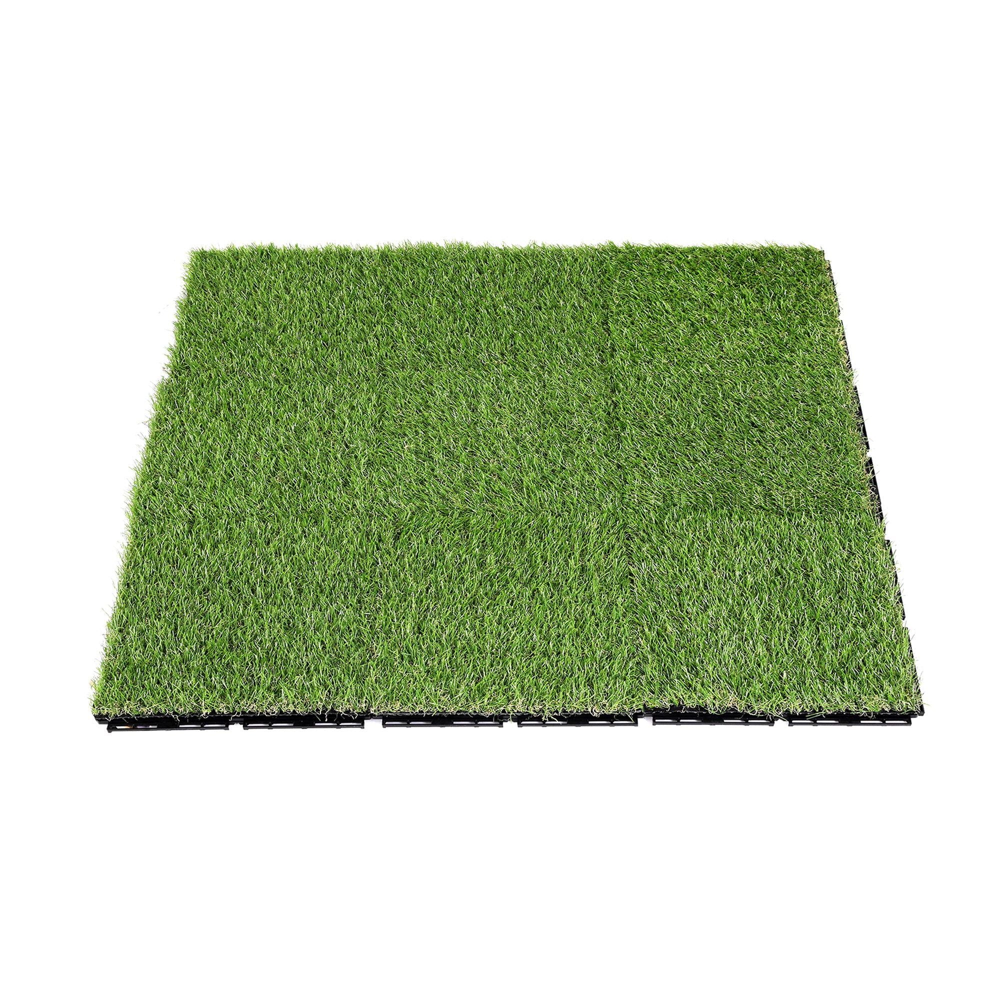 Prime Turf Artificial Grass Turf Tiles Interlocking Fake Grass Mat for Balcony Pet 9 Pack Bedworld
