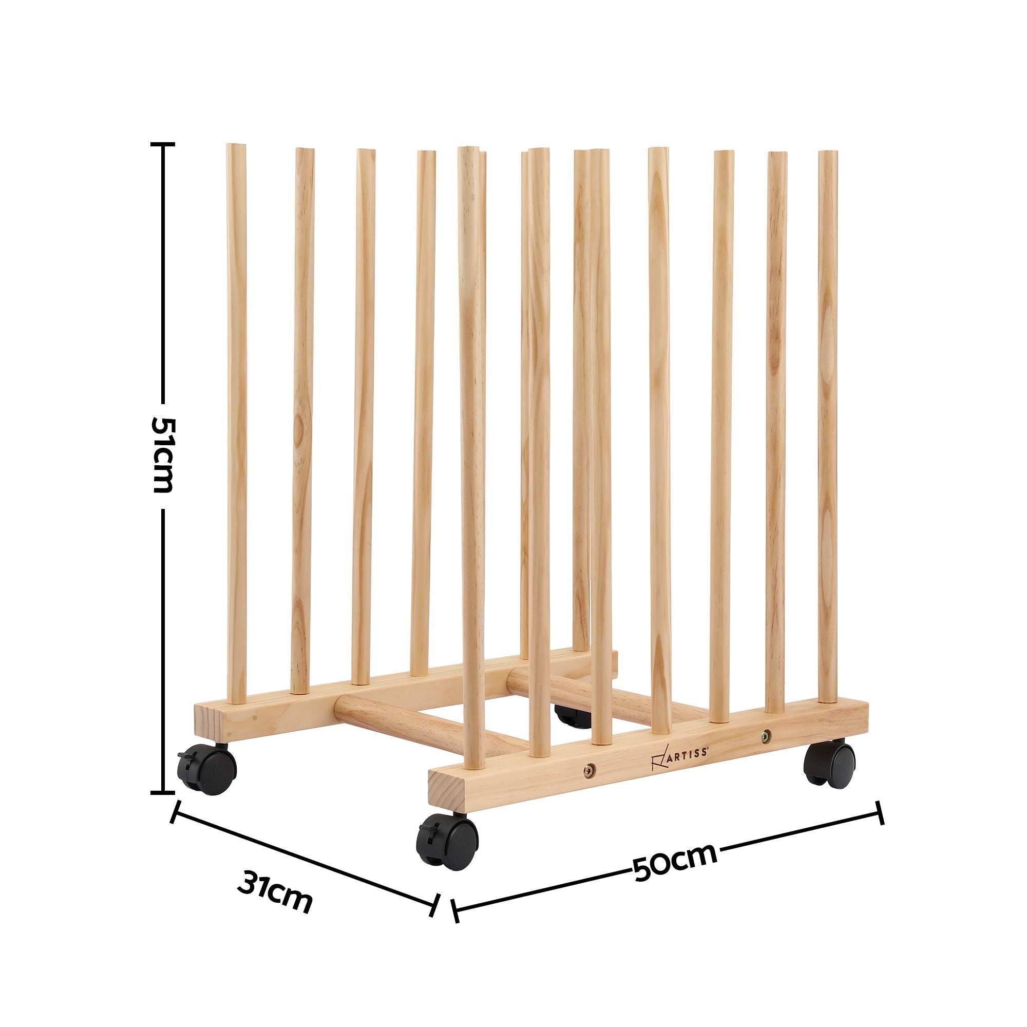 Artiss Wooden Art Drying & Canvas Storage Rack with Caster Wheels for Studio,Galleries,Classroom Bedworld