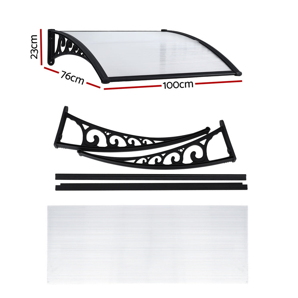 Instahut Window Door Awning 0.8mx1m Transparent