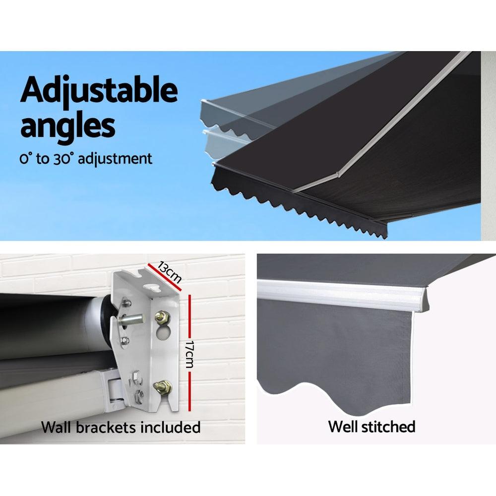 Instahut Retractable Folding Arm Awning Manual Sunshade 3Mx2