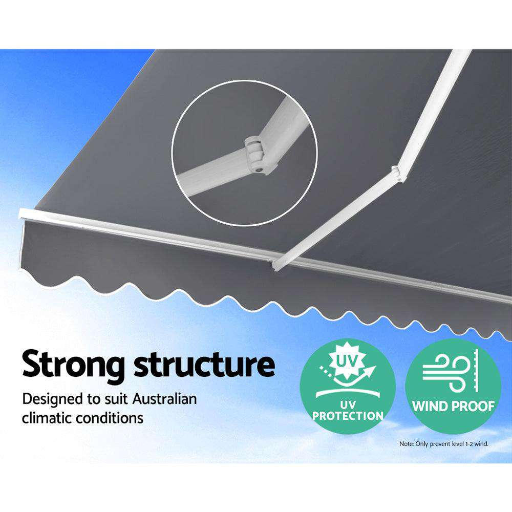 Instahut Retractable Folding Arm Awning Manual Sunshade 3Mx2