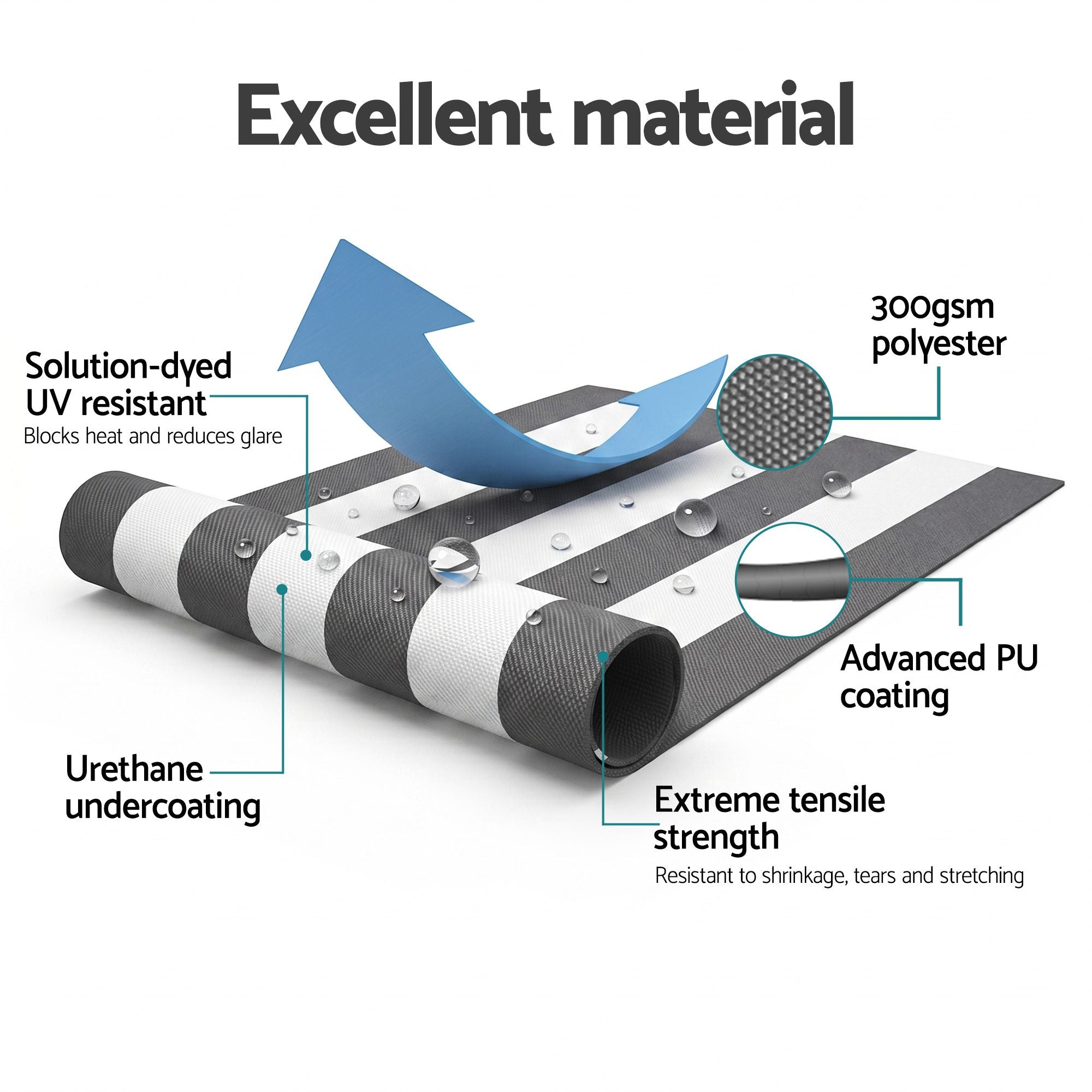 Instahut Retractable Folding Arm Awning Motorised Sunshade 4.5Mx3M Grey White Bedworld