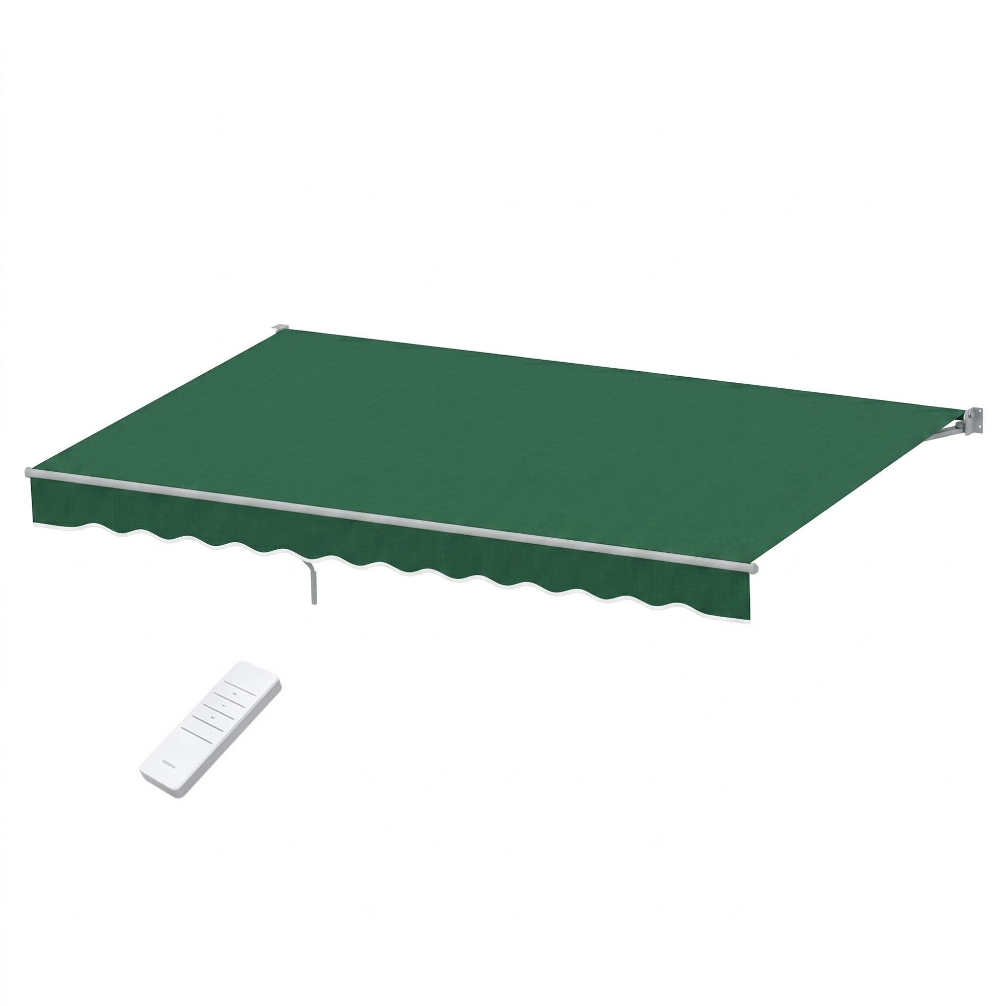 Instahut Retractable Folding Arm Awning Motorised Sunshade 5Mx3M Dark Green Bedworld
