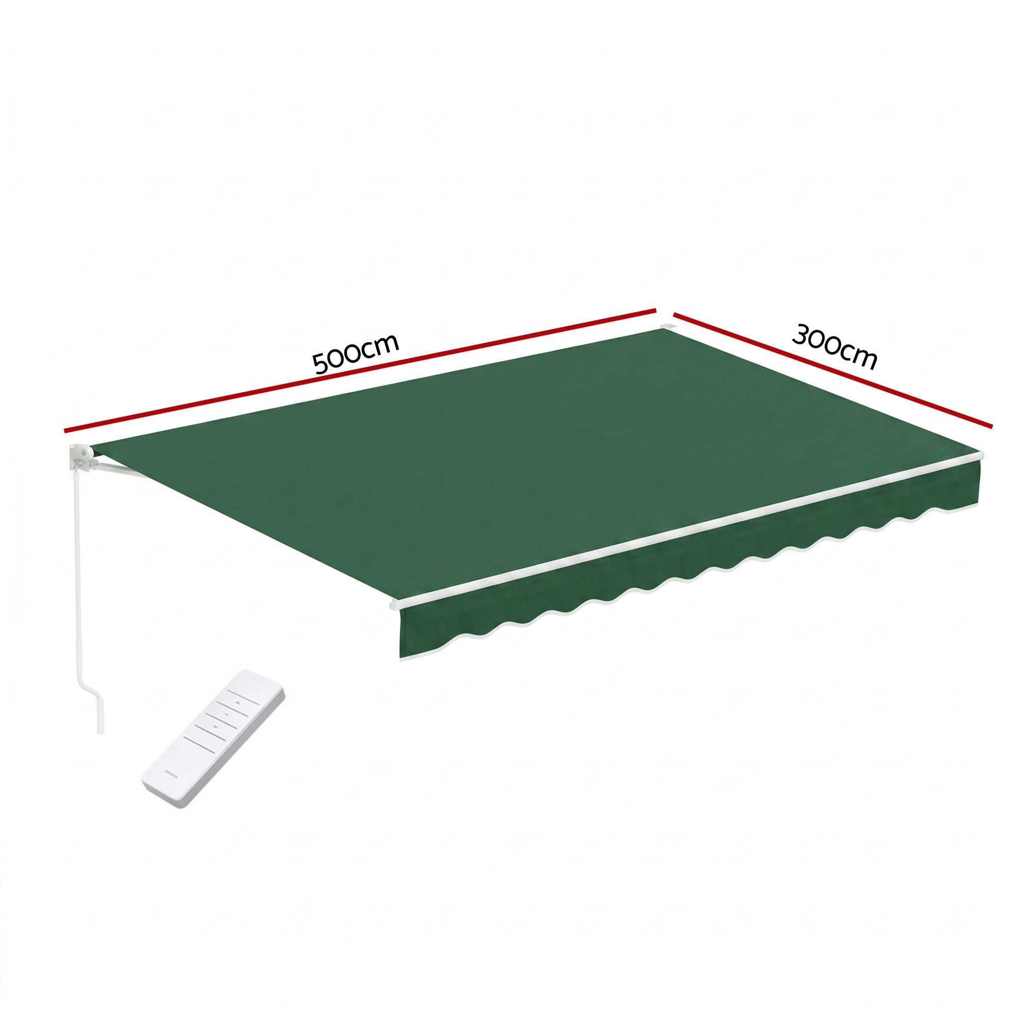 Instahut Retractable Folding Arm Awning Motorised Sunshade 5Mx3M Dark Green Bedworld