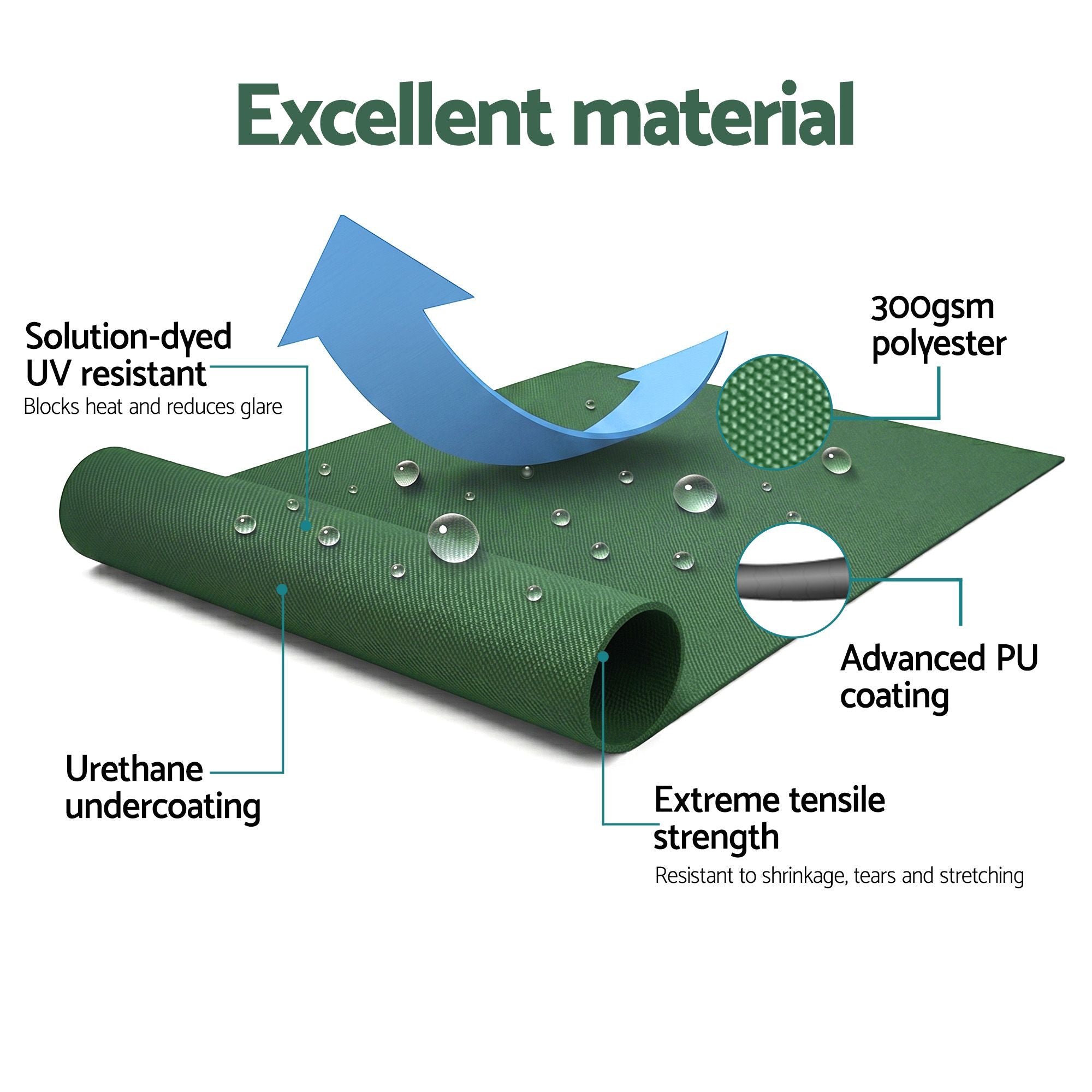 Instahut Retractable Folding Arm Awning Motorised Sunshade 5Mx3M Dark Green Bedworld