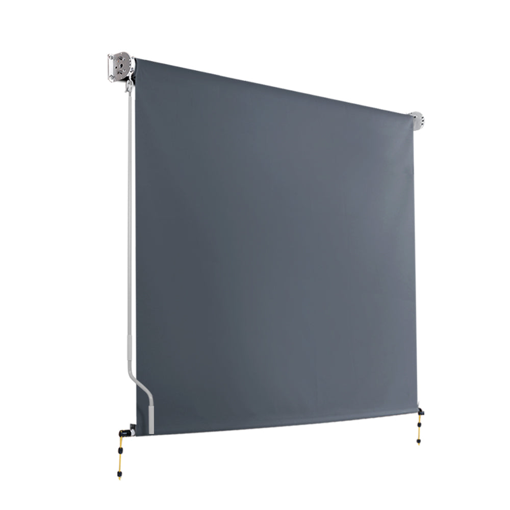Instahut 1.5X2.5M Outdoor Blinds Awning Roll Down Canopy Retractable Outdoor Blinds Window Shade Grey