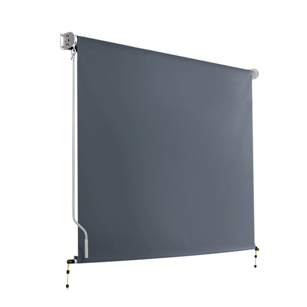 Instahut 2.4X2.5M Outdoor Blinds Awning Roll Down Canopy Retractable Outdoor Blinds Window Shade Grey