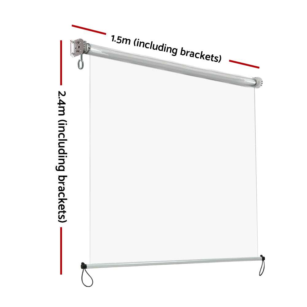 Instahut 1.5X2.4M Outdoor Blinds Clear Roll Down Awning Retractable Outdoor Blinds Water Wind Proof Transparent