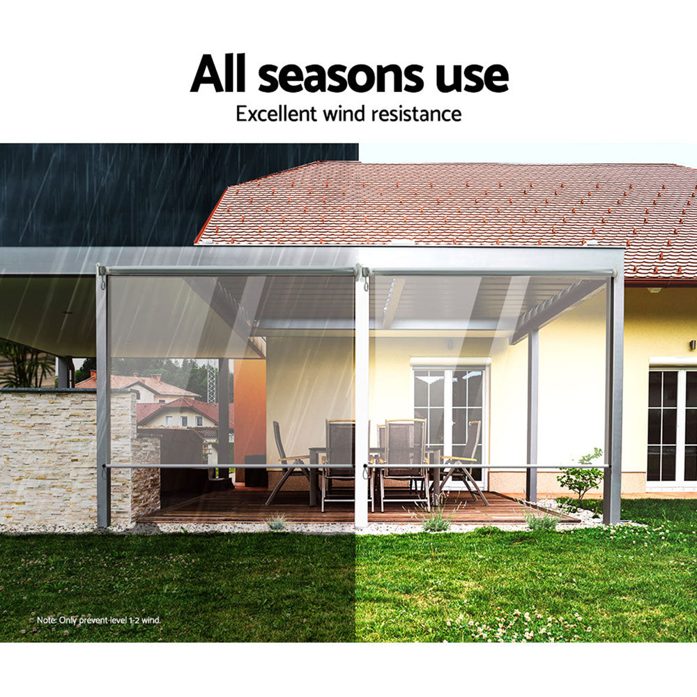 Instahut 1.5X2.4M Outdoor Blinds Clear Roll Down Awning Retractable Outdoor Blinds Water Wind Proof Transparent