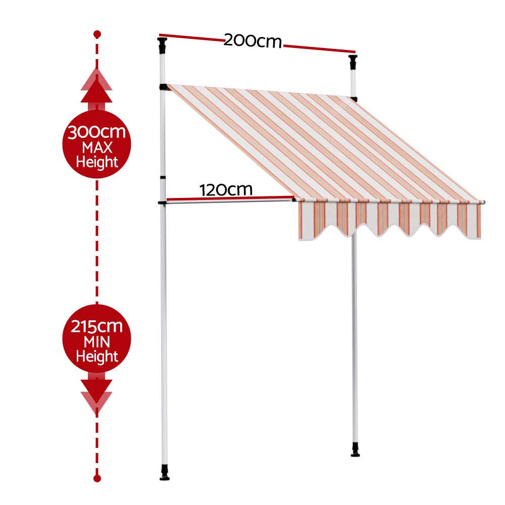 Instahut Window Fixed Pivot Arm Awning Outdoor Door Canopy 2X1