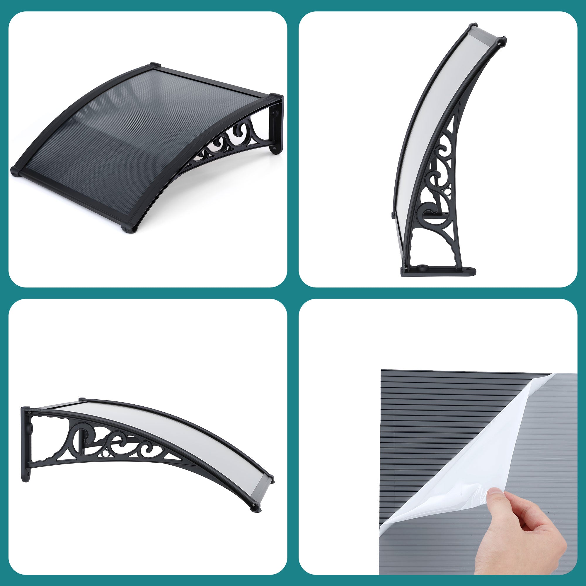 Instahut Window Awning Drainage 0.6mx0.6m Outdoor Grey